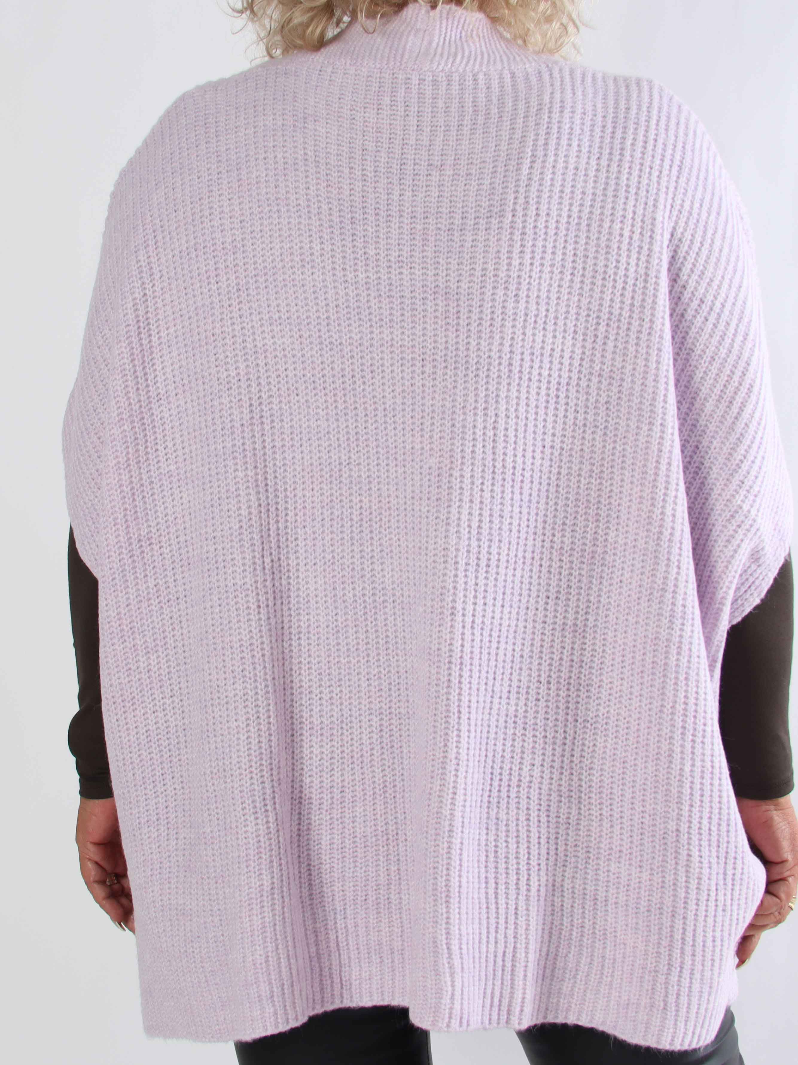 Delfini - Stickad plus size kofta med korta ärmar