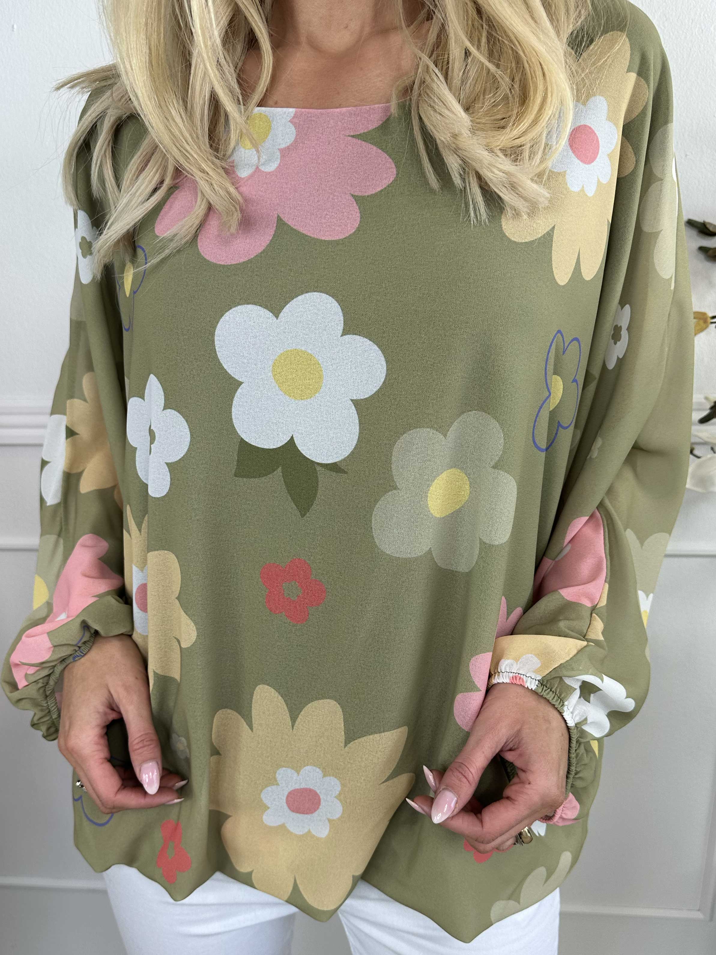 Destiny Flower - Chiffongblus med blommönster