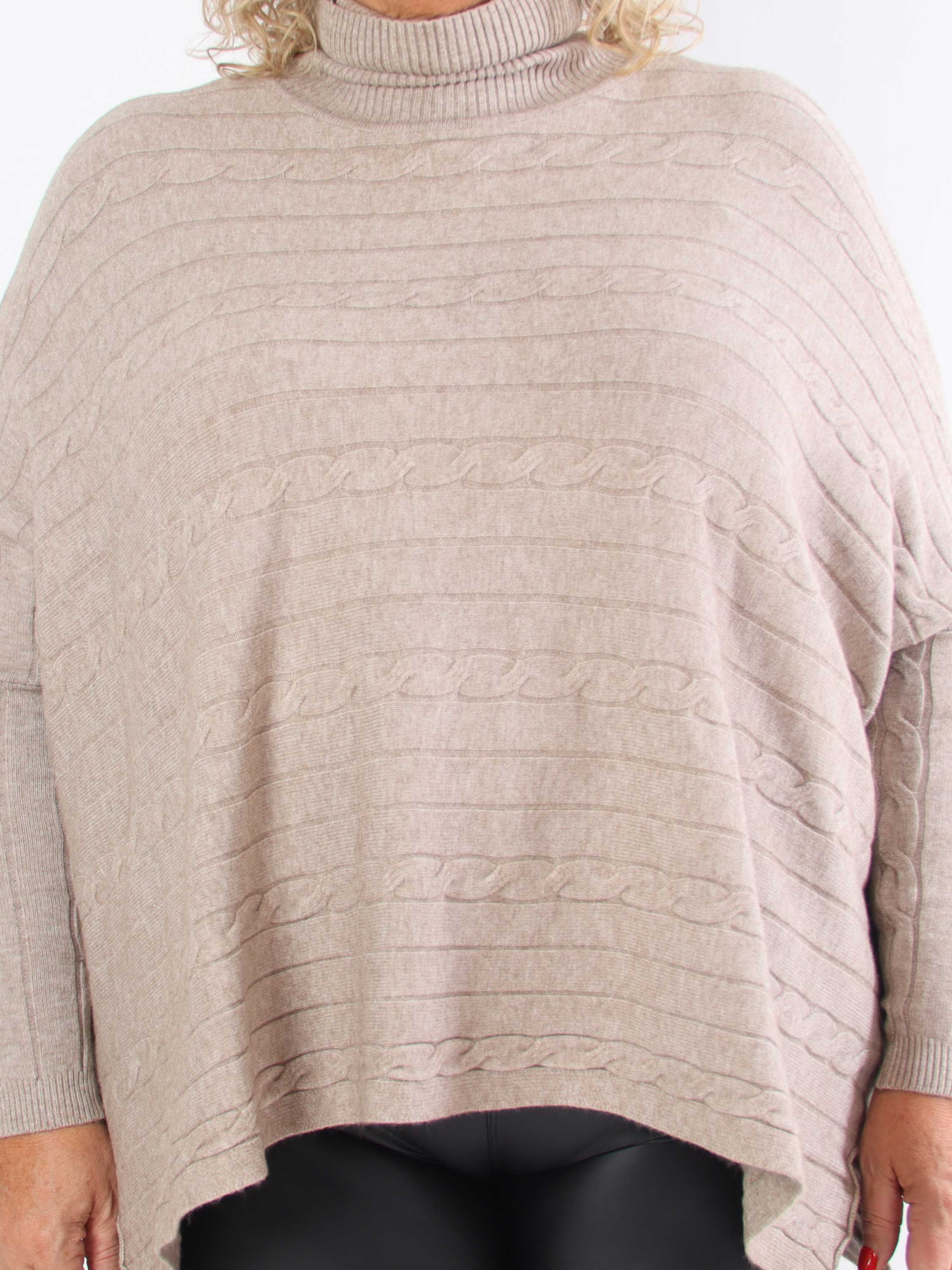 Diamond - Söt mjuk stretchig plus size stickad tröja med polokrage
