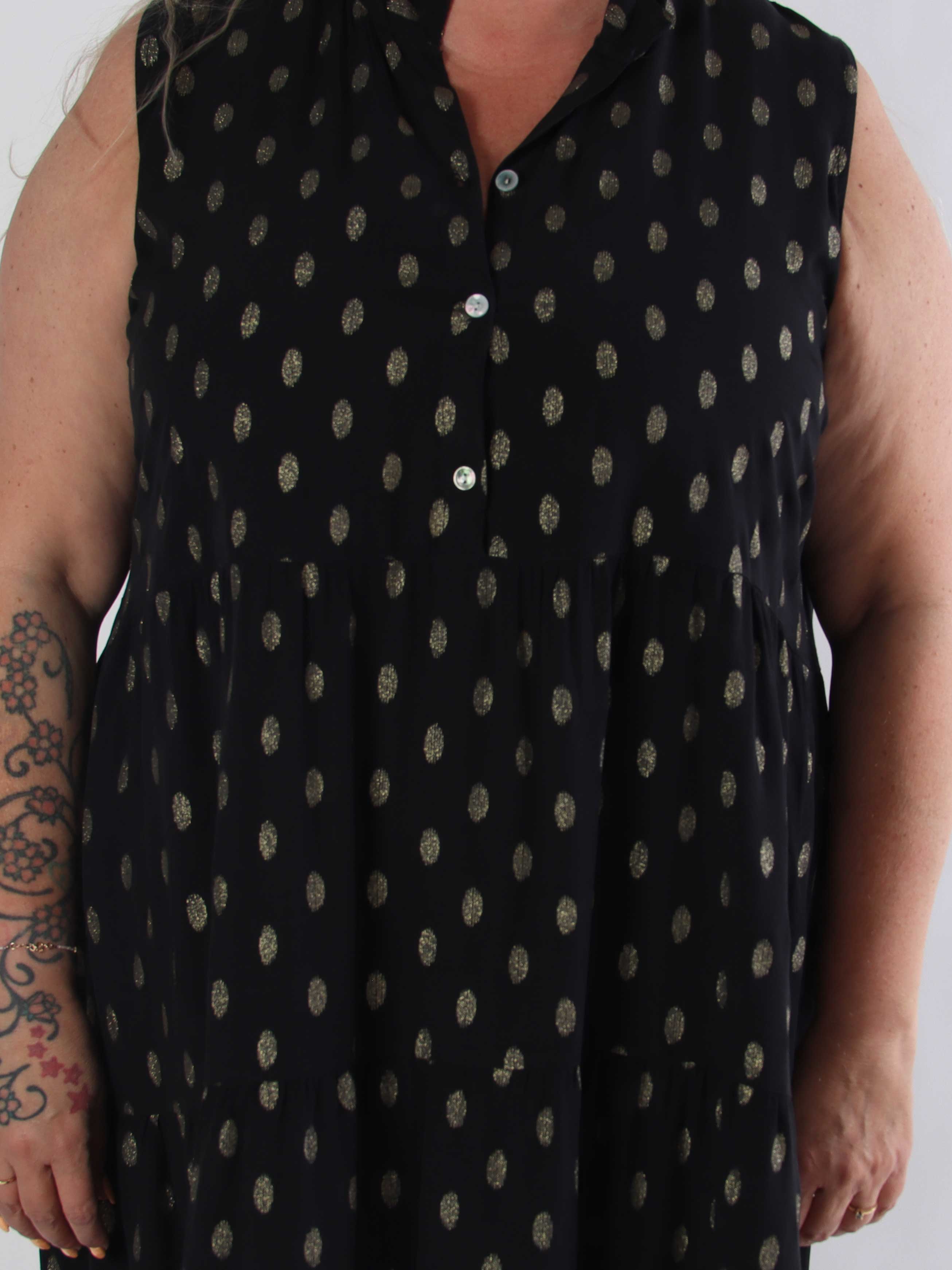 Dotti Gold Sleeveless - Plus size klänning med lager på lager look i viskos