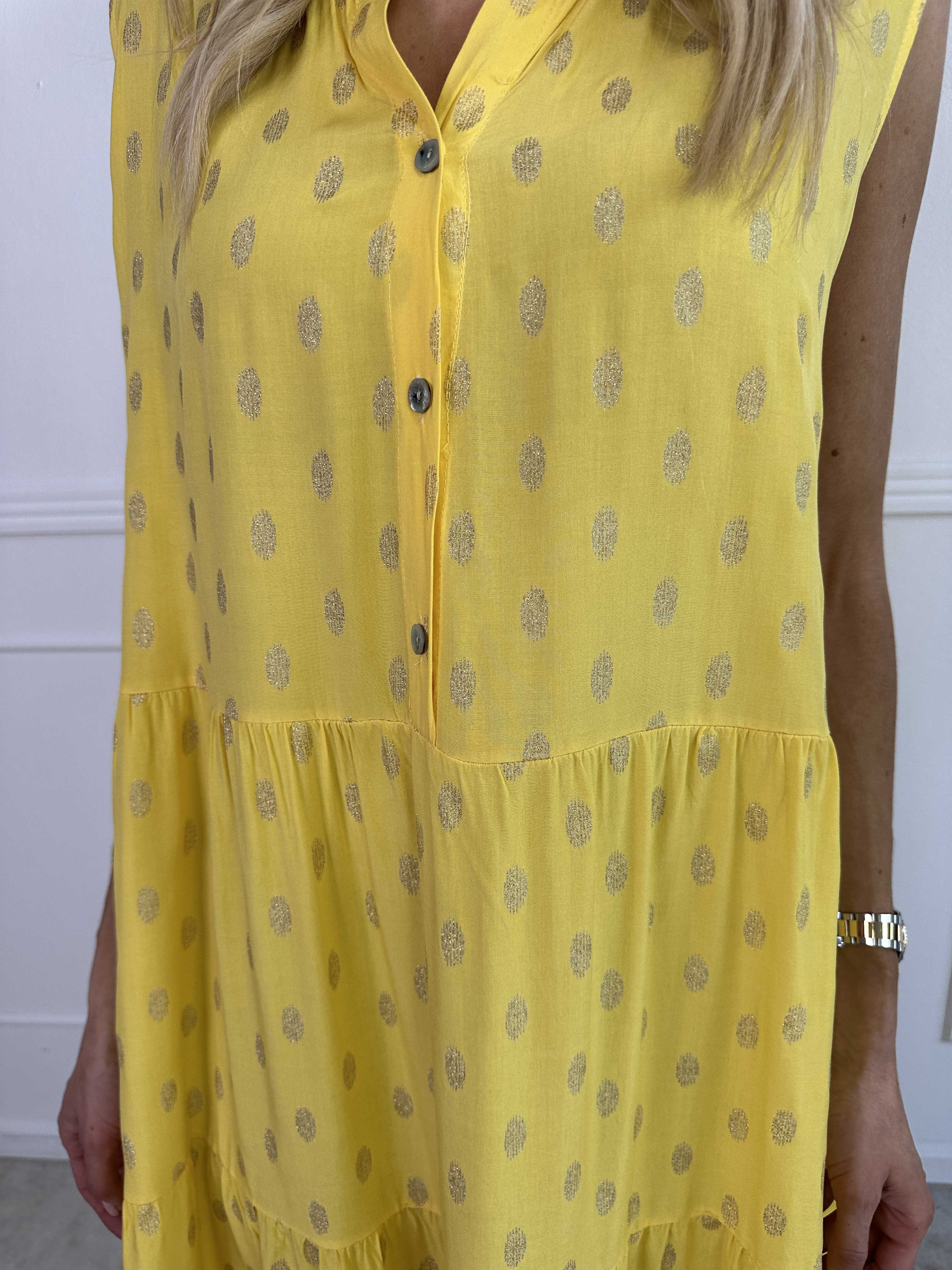 Dotti Gold Sleeveless - Klänning med lager på lager look i viskos