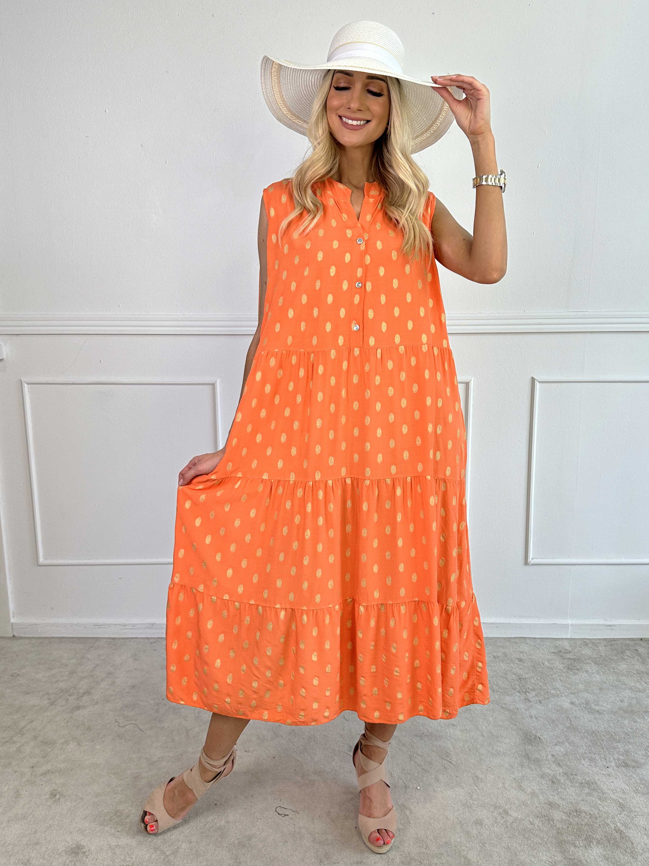 Dotti Gold Sleeveless - Klänning med lager på lager look i viskos