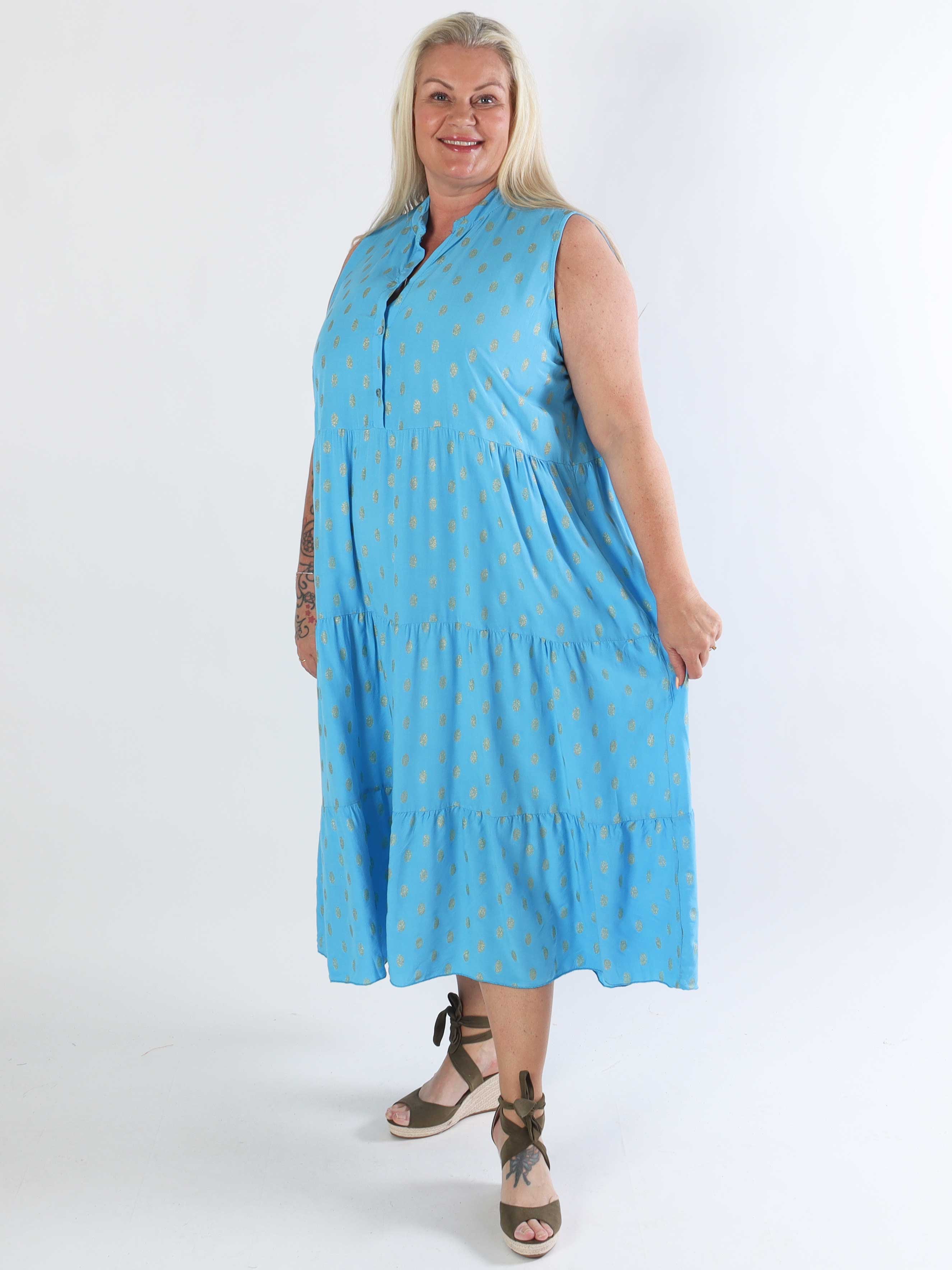 Dotti Gold Sleeveless - Plus size klänning med lager på lager look i viskos