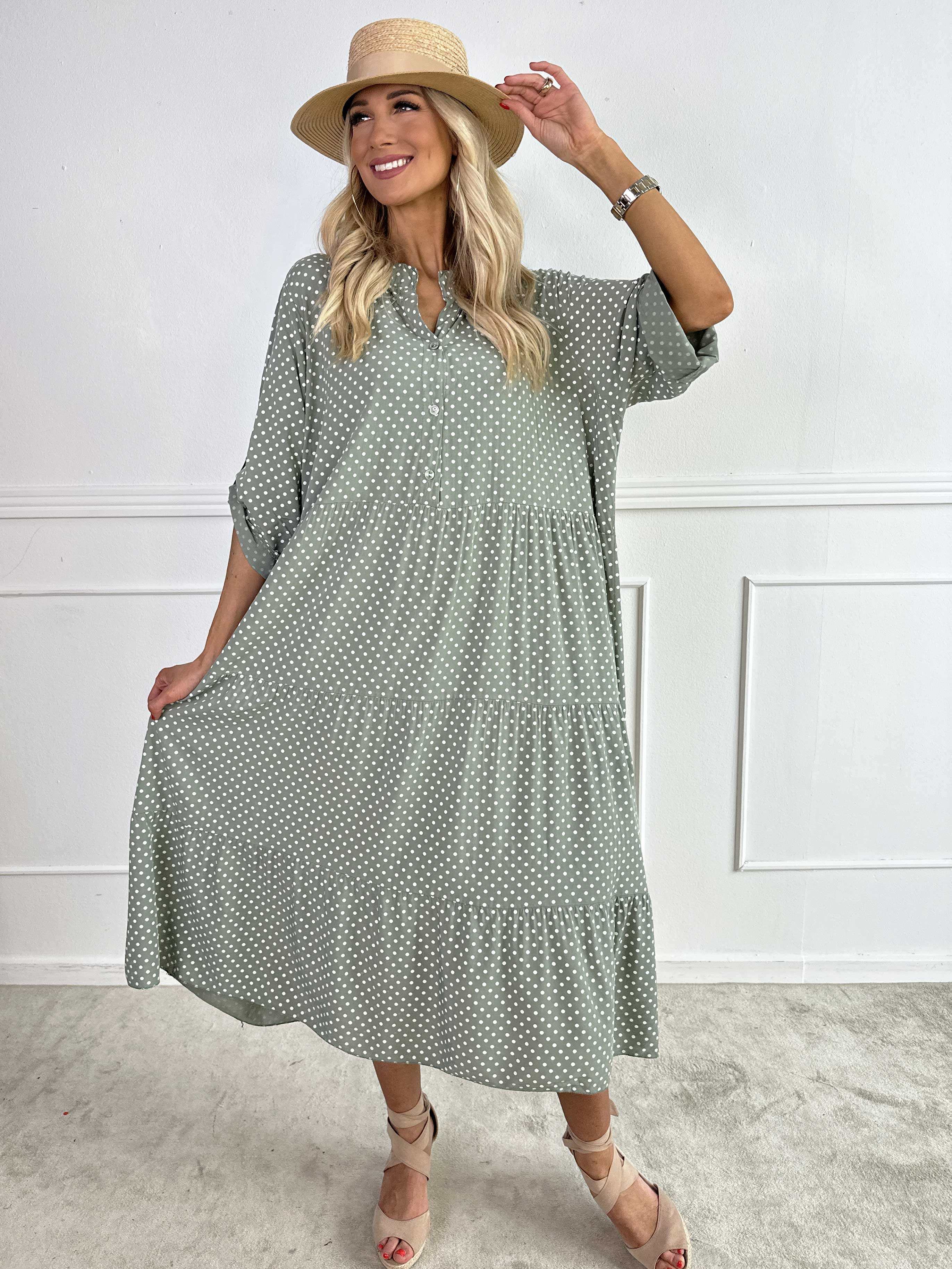 Dotti - Klänning med lager på lager-look i viskos