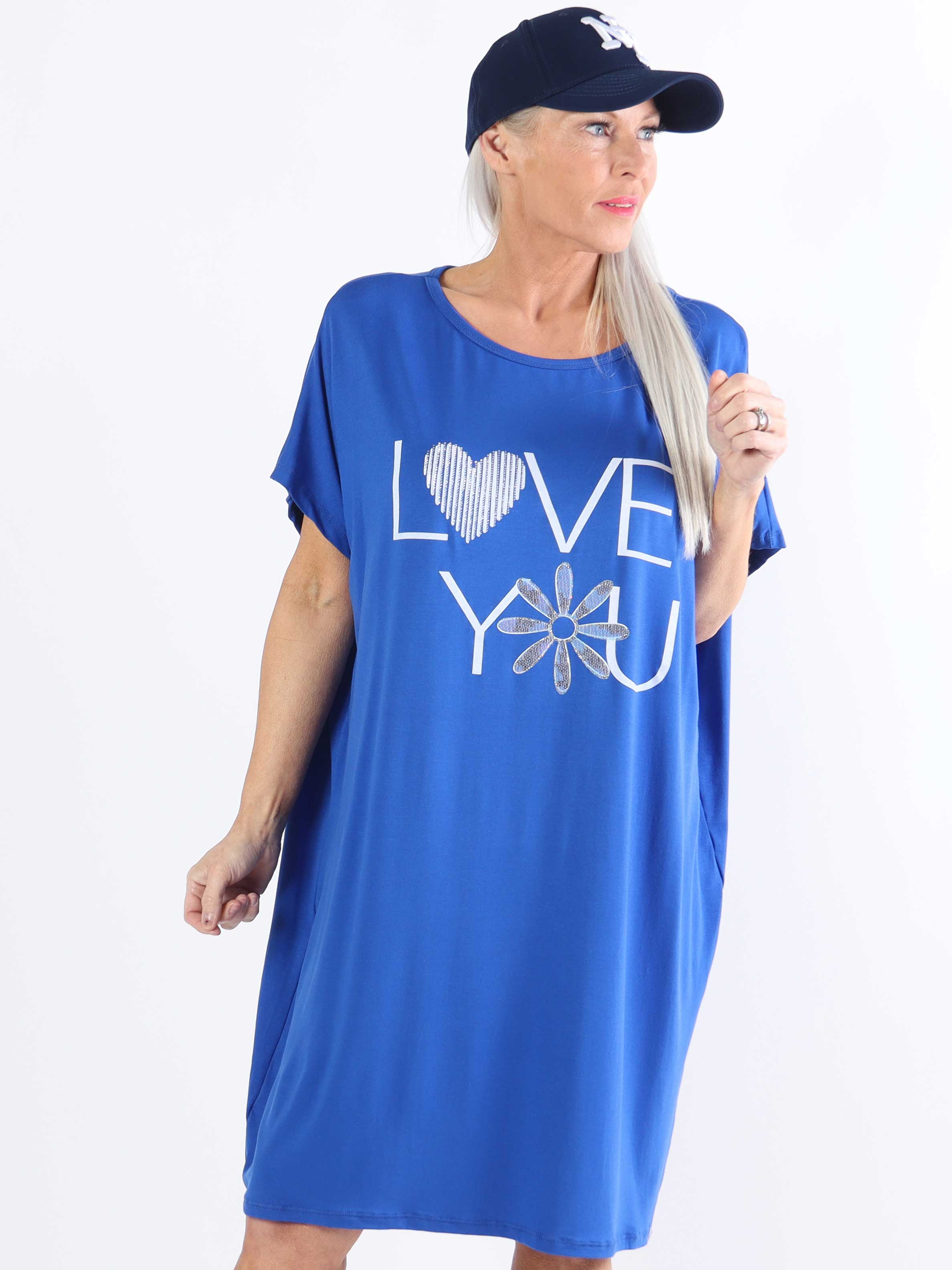 Edina - Plus size t-shirtklänning i viskosblandning med tryck