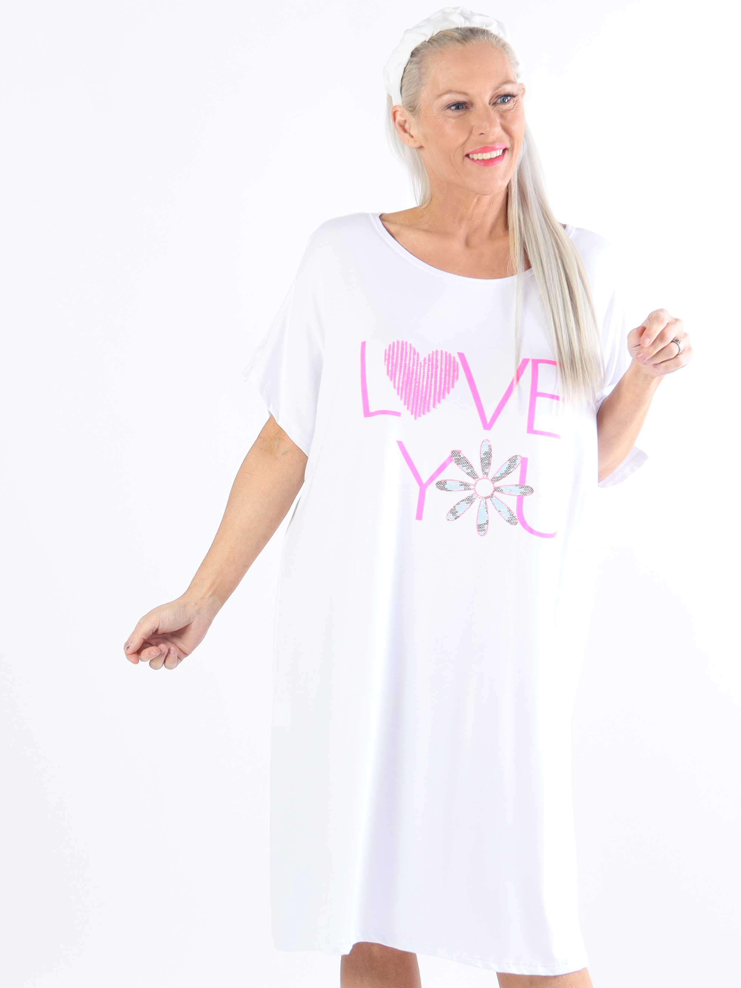 Edina - Plus size t-shirtklänning i viskosblandning med tryck