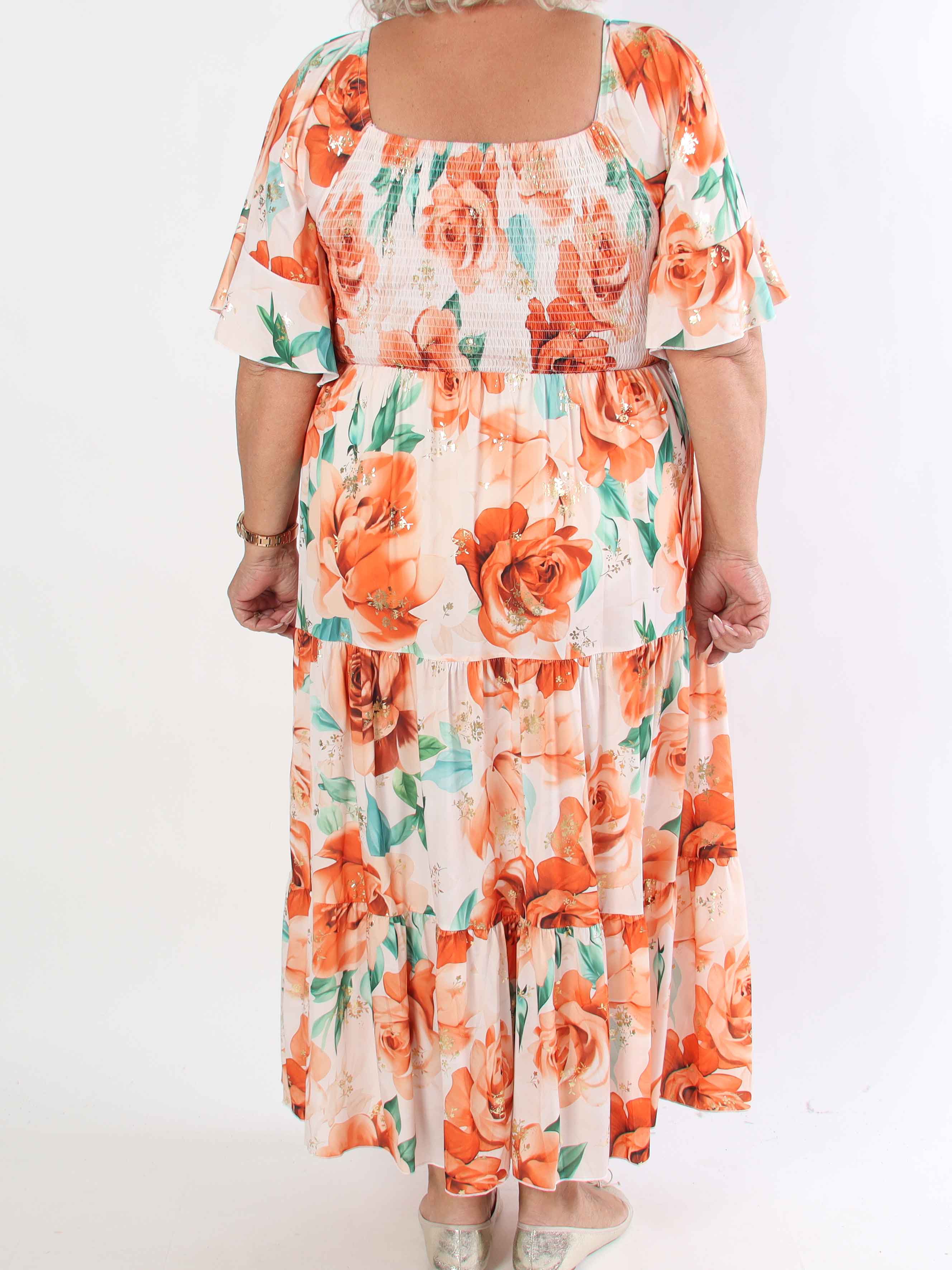 Elna Flower - Plus size elastisk klänning med resår över bysten