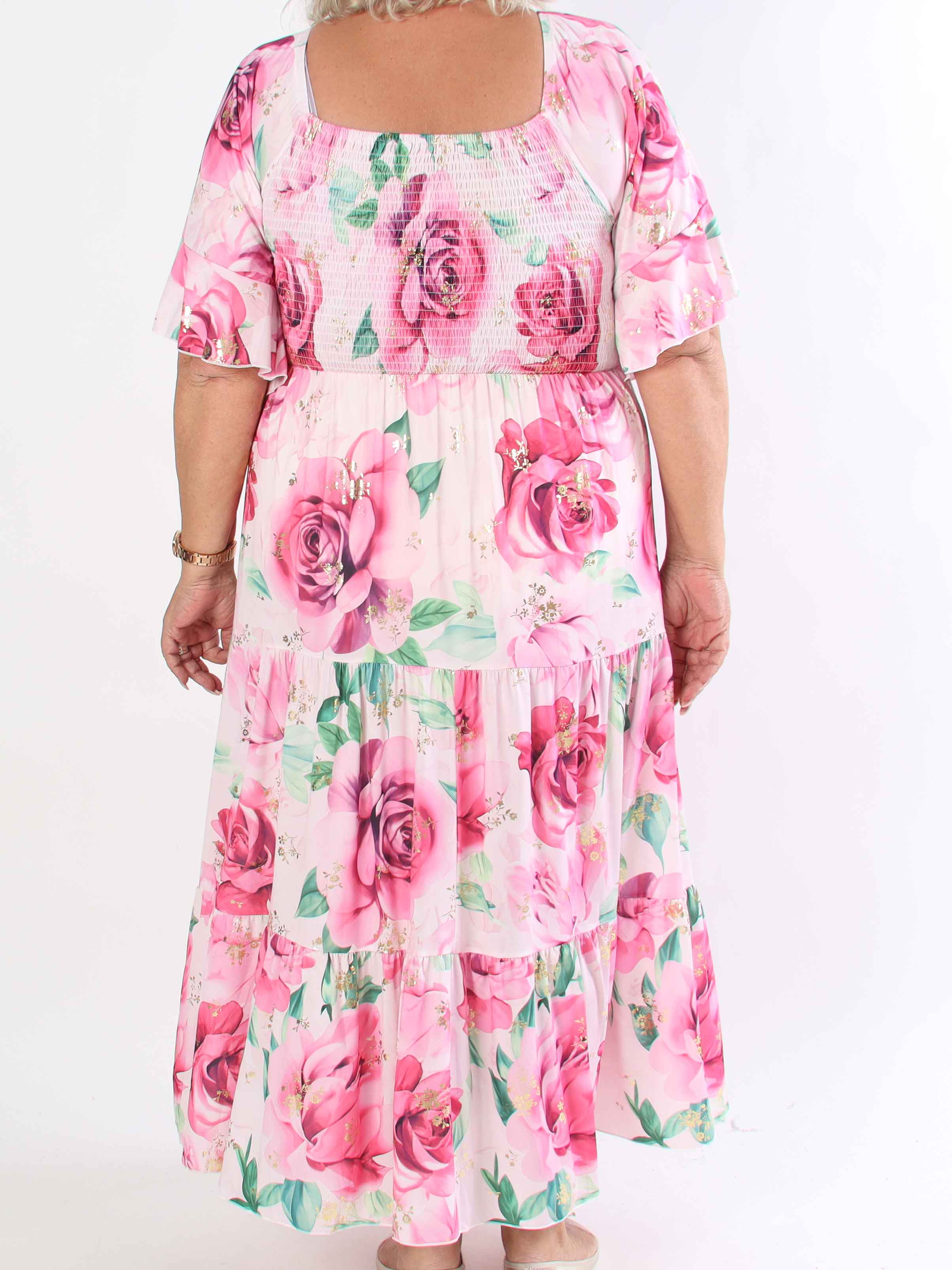Elna Flower - Plus size elastisk klänning med resår över bysten