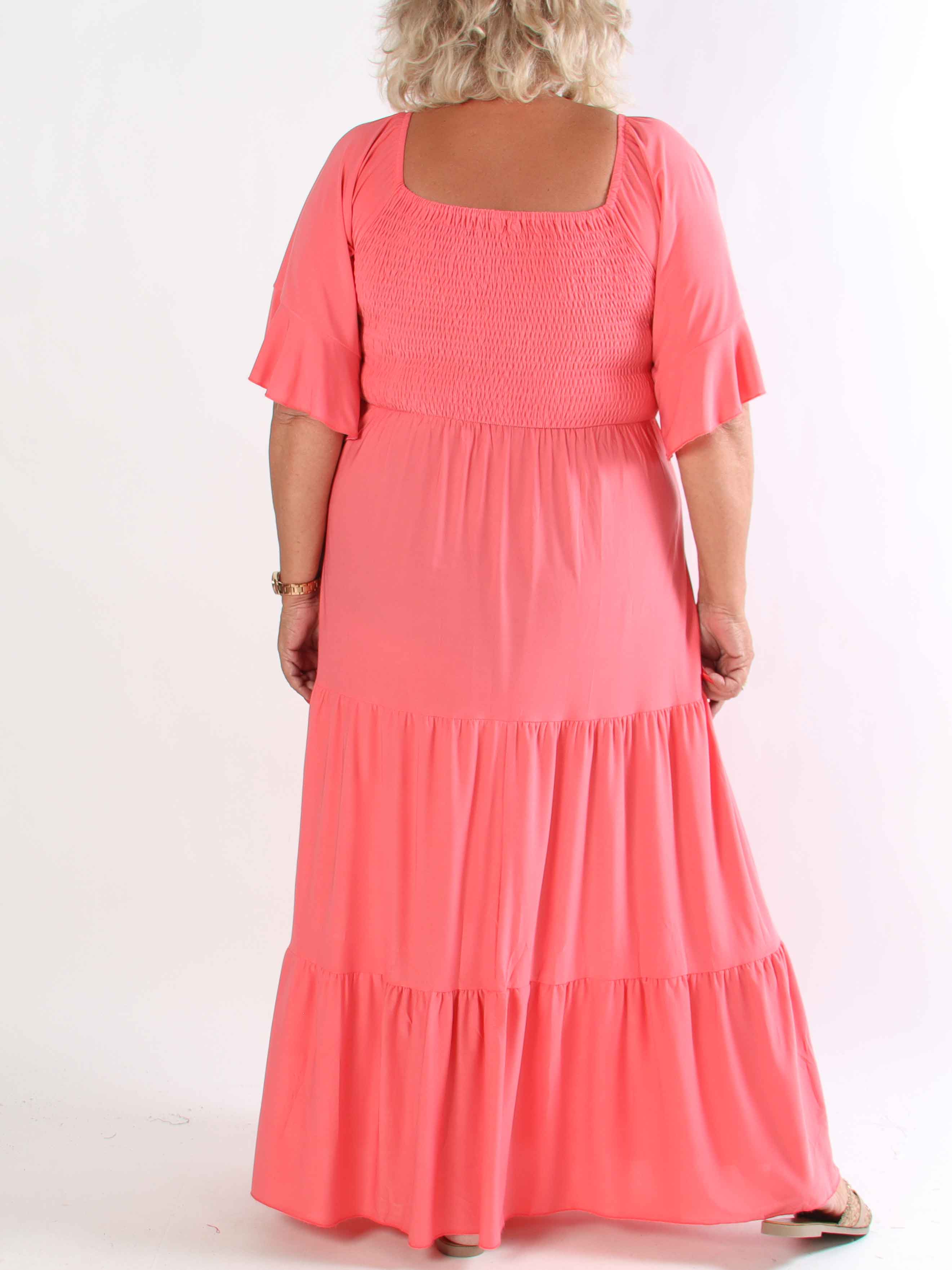 Elna Plain - Elastisk plain plus size klänning med resår över bystet