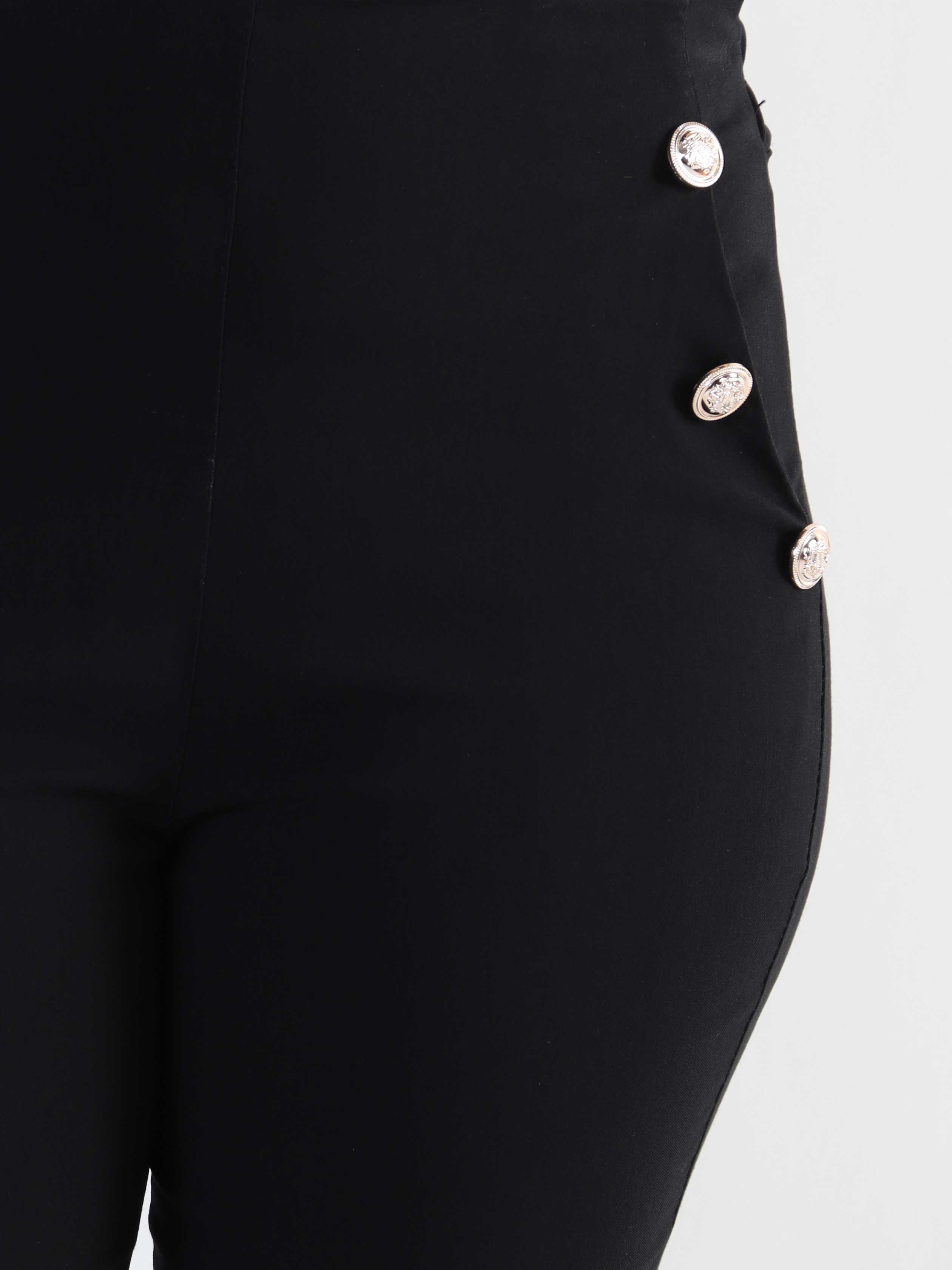 Emma - Leggings med resår i midjan och guldfärgade knappar