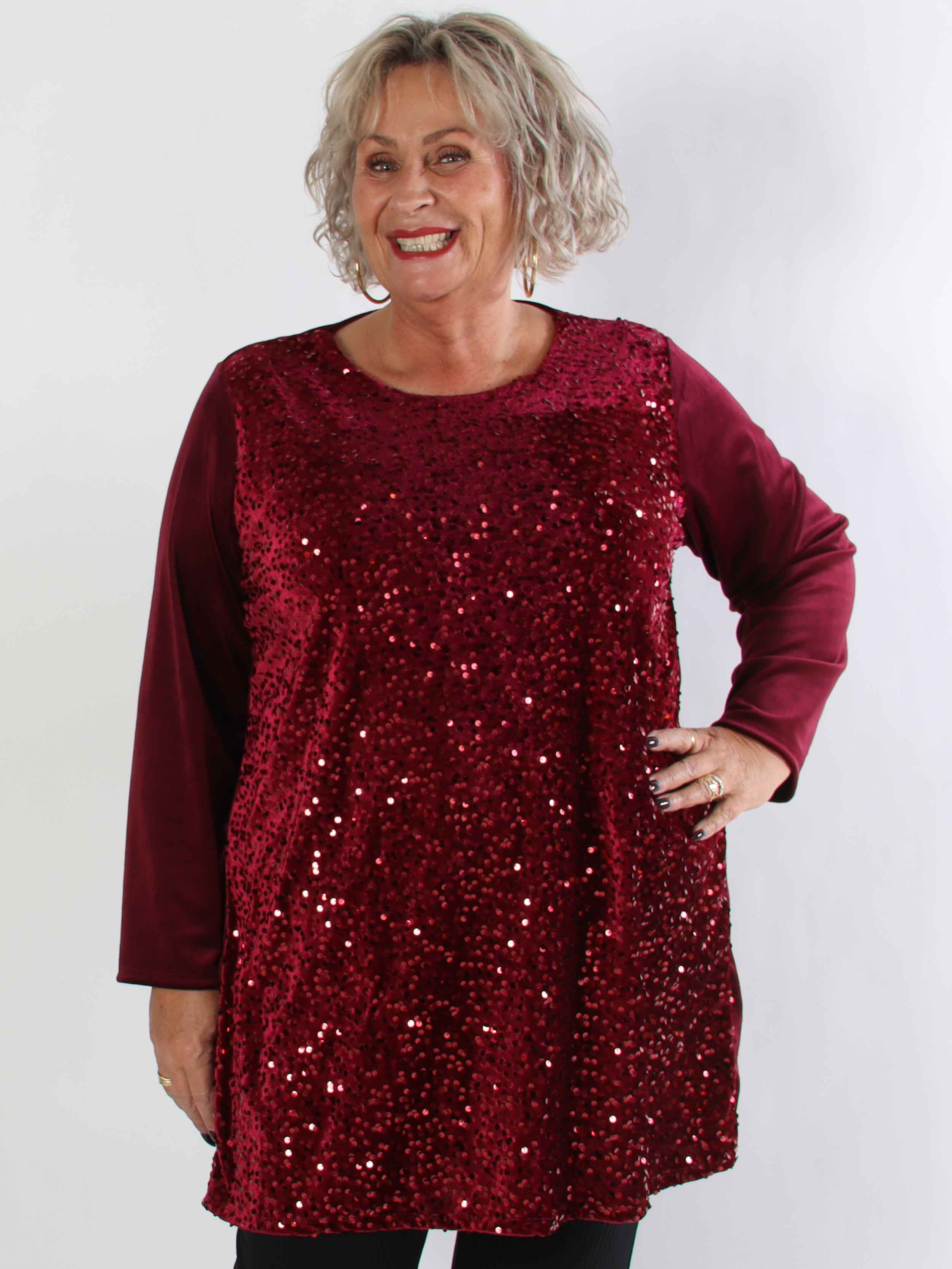 Eumonia - Mjuk plus size tunikaklänning med paljetter