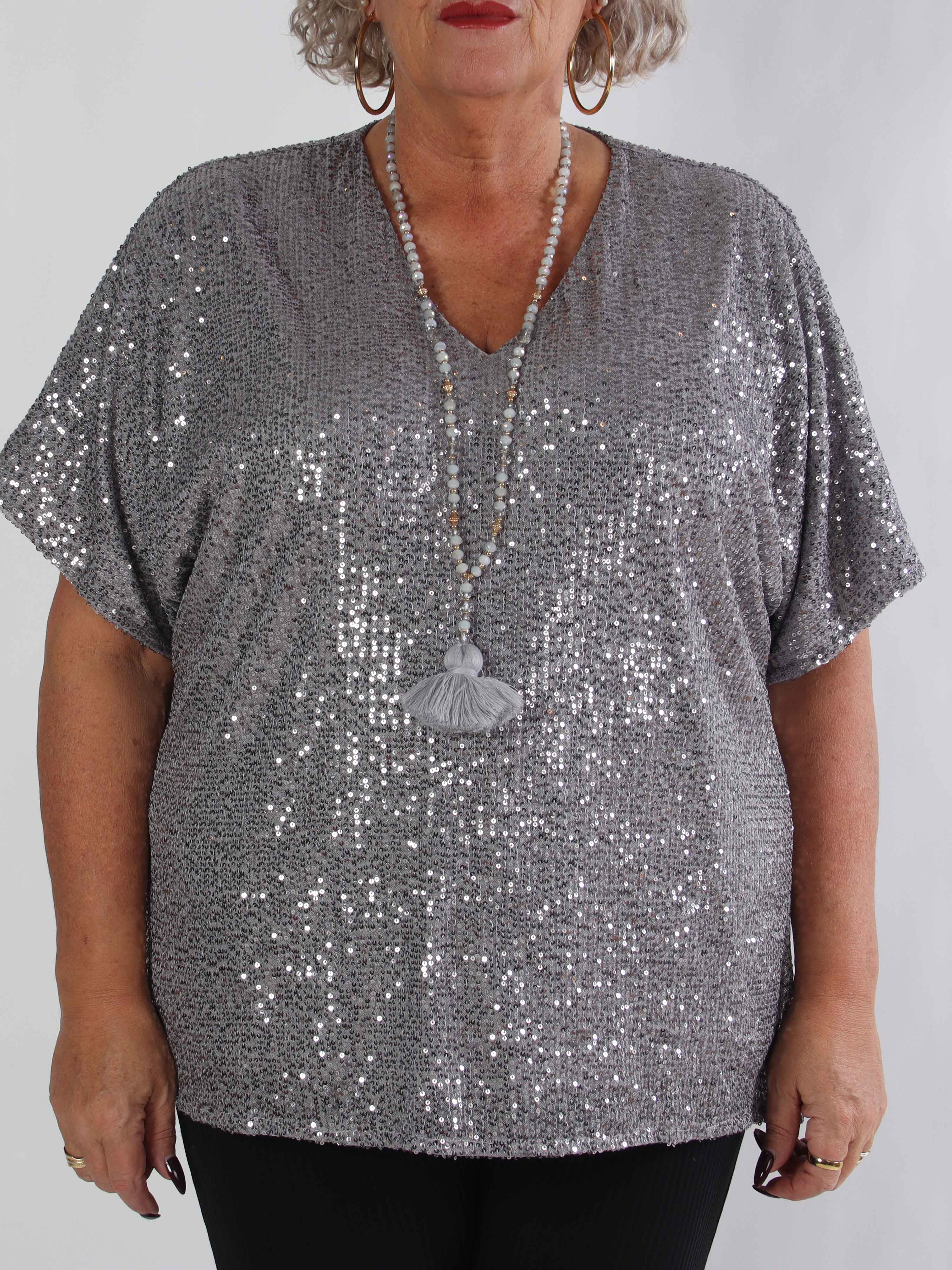 Evandie - Söt glittrande plus size tunika med paljetter