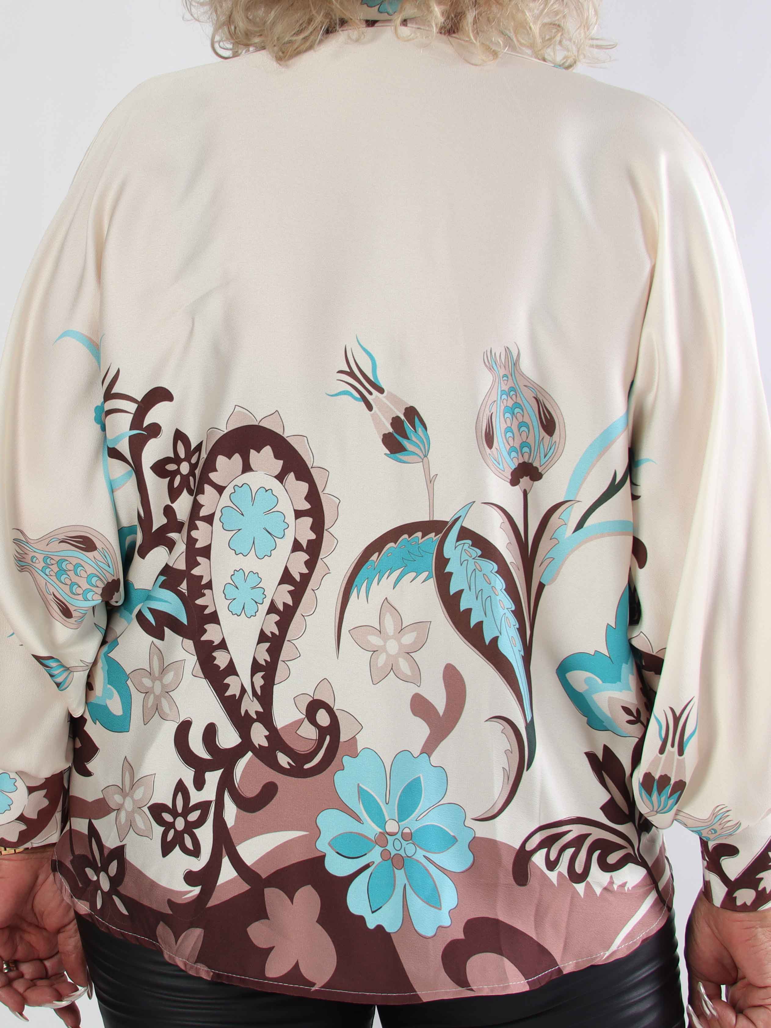 Feliciti Paisley - Mönstrad plus size skjorta med fladdermusärmar
