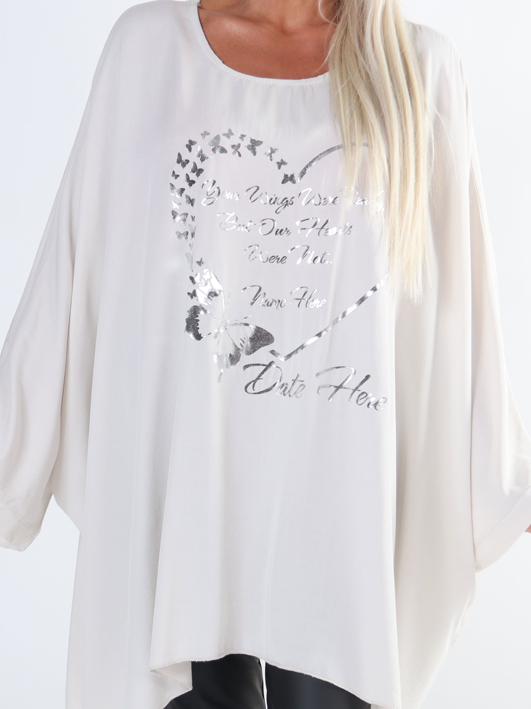 Hope Short - Cool plus size blus med motiv framtill