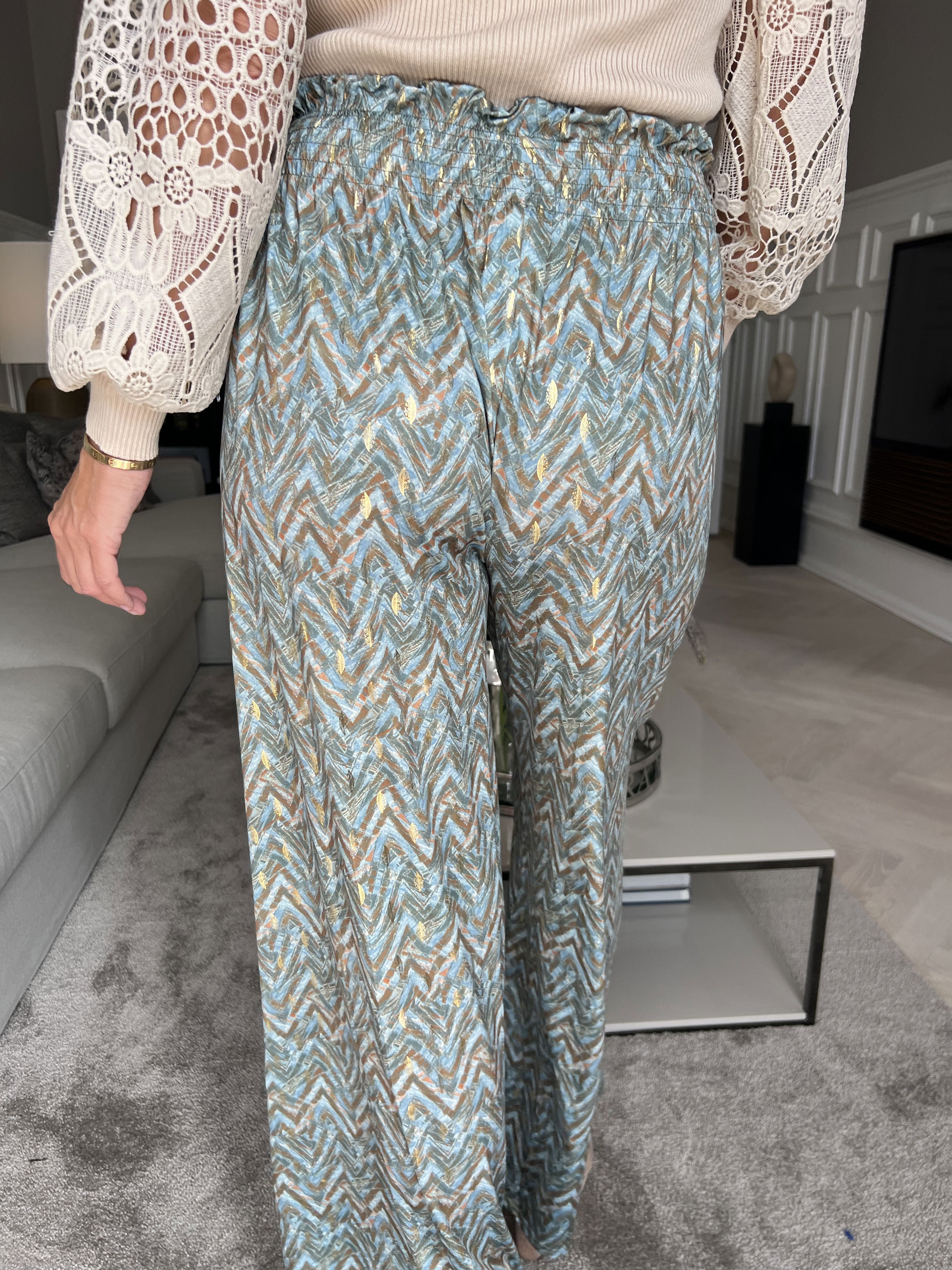 Pams Pants ZigZag - Lösa mönstrade byxor i elastiskt tyg