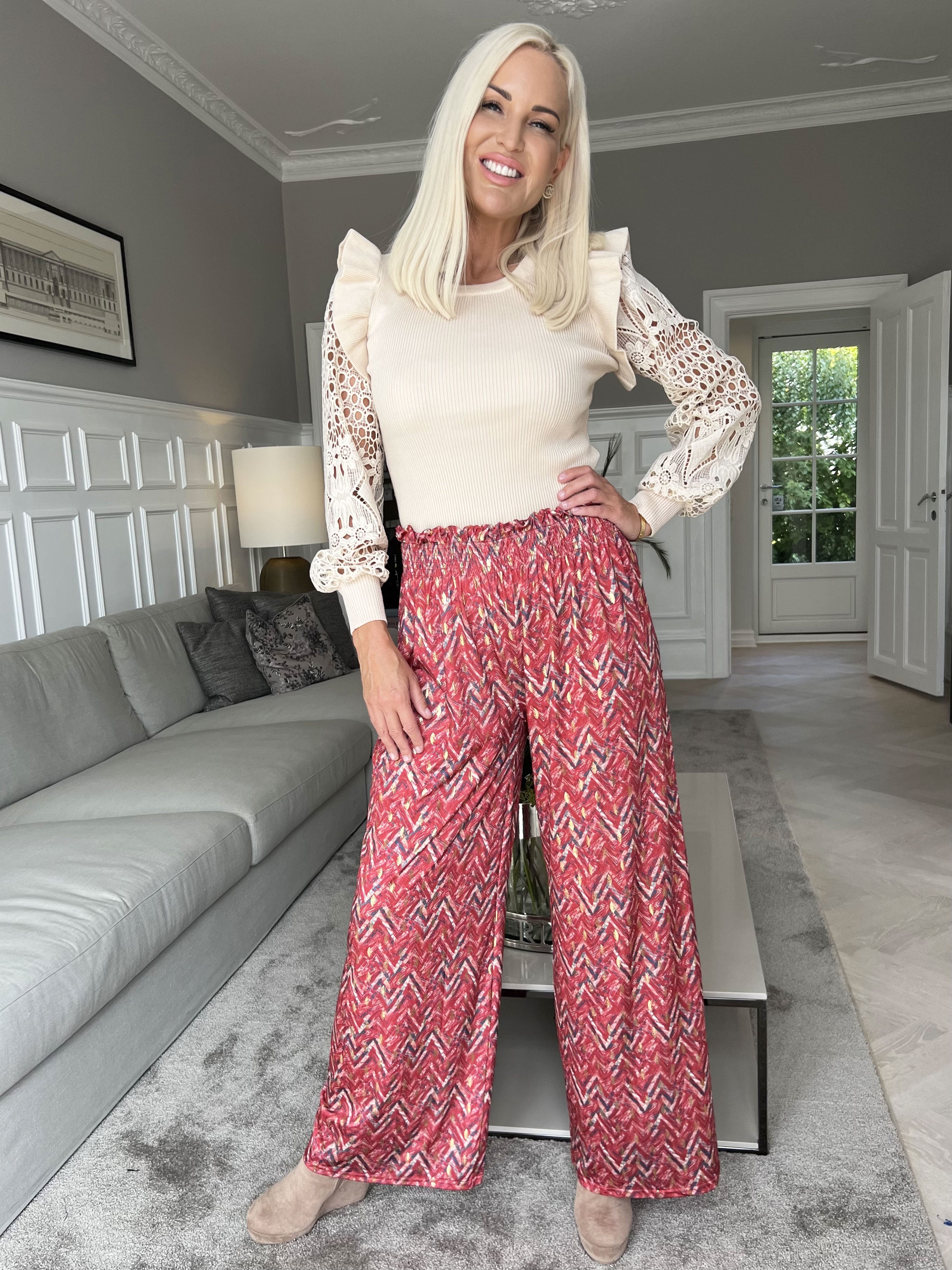 Pams Pants ZigZag - Lösa mönstrade byxor i elastiskt tyg