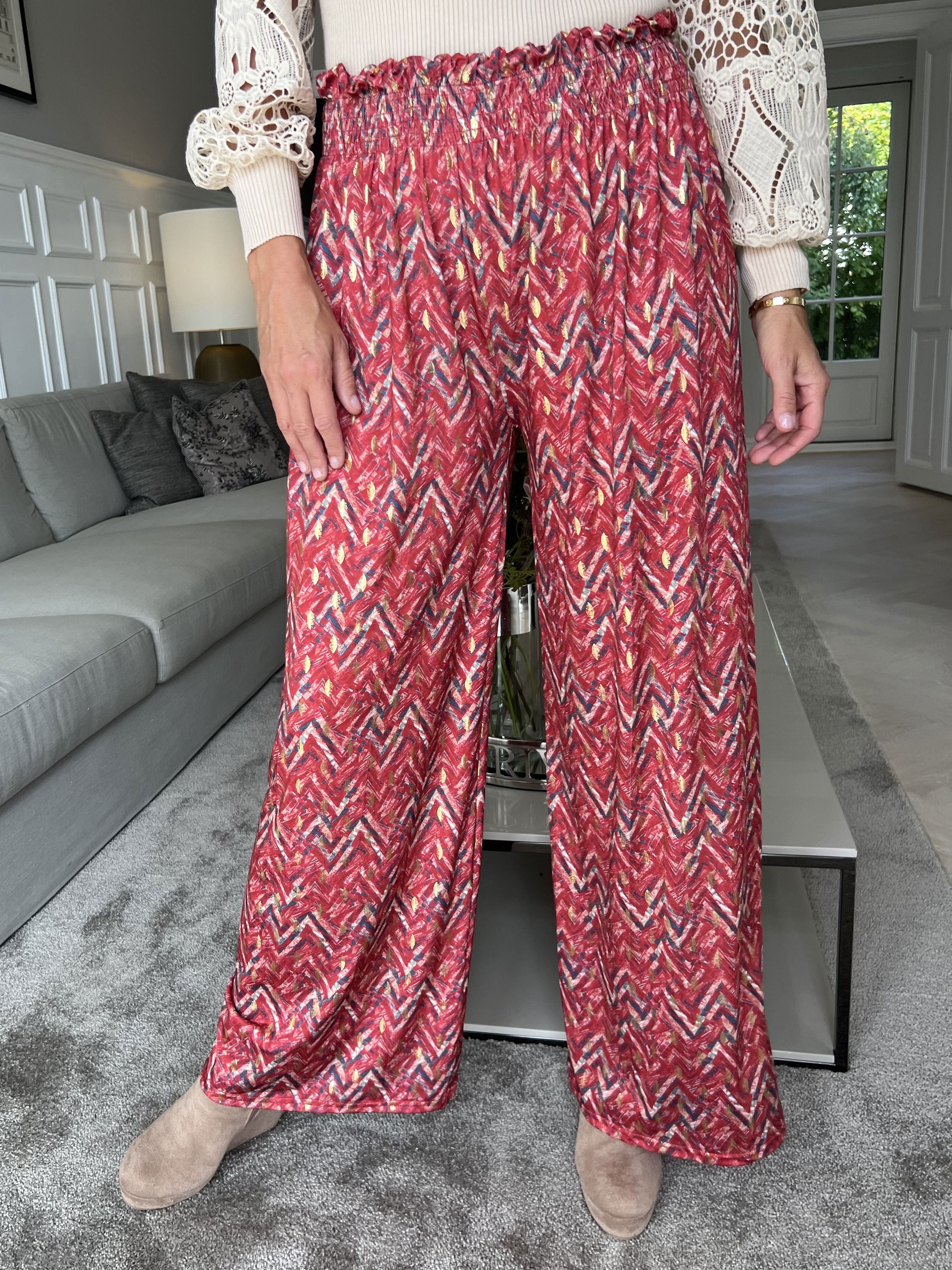 Pams Pants ZigZag - Lösa mönstrade byxor i elastiskt tyg