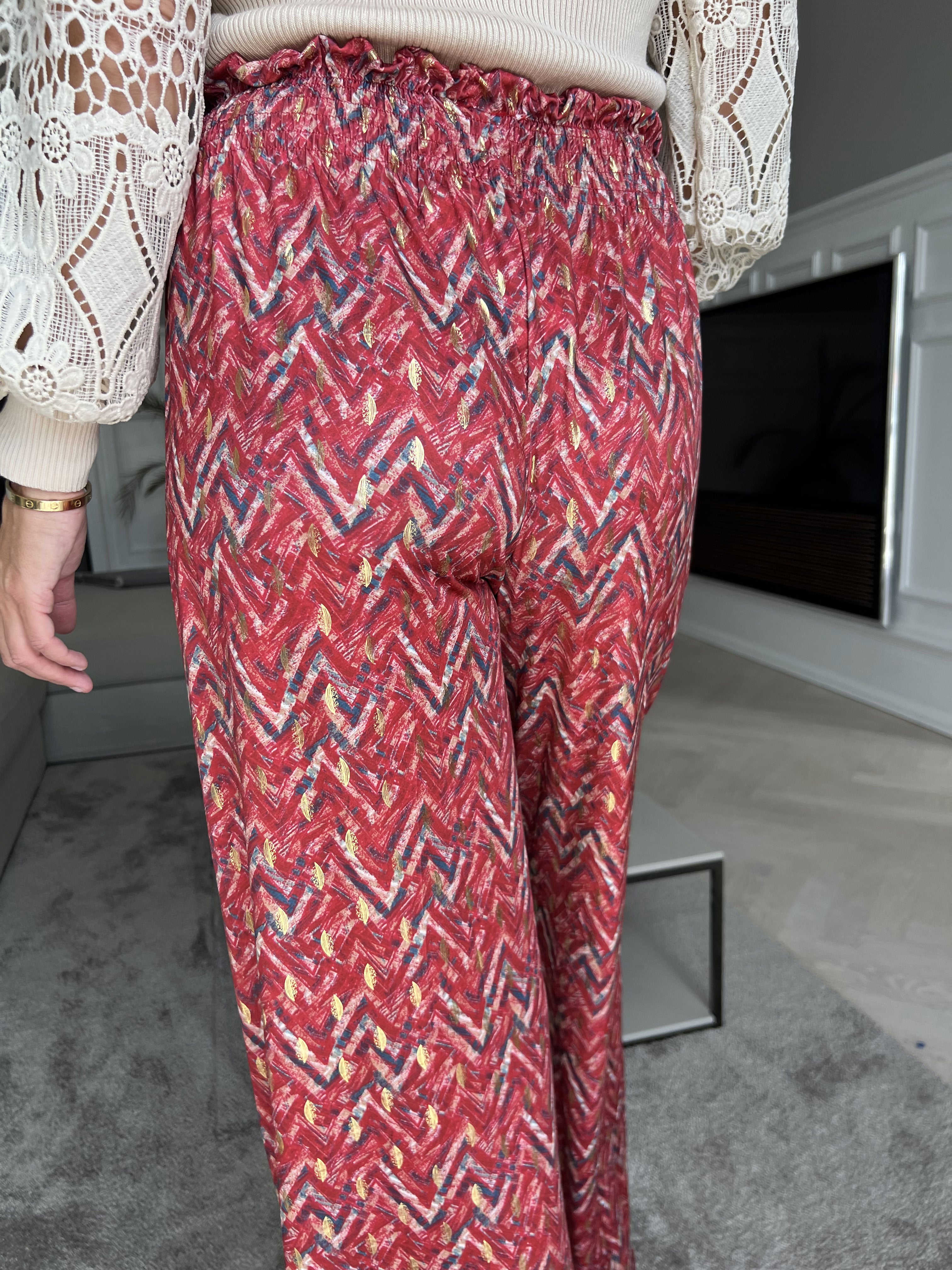 Pams Pants ZigZag - Lösa mönstrade byxor i elastiskt tyg