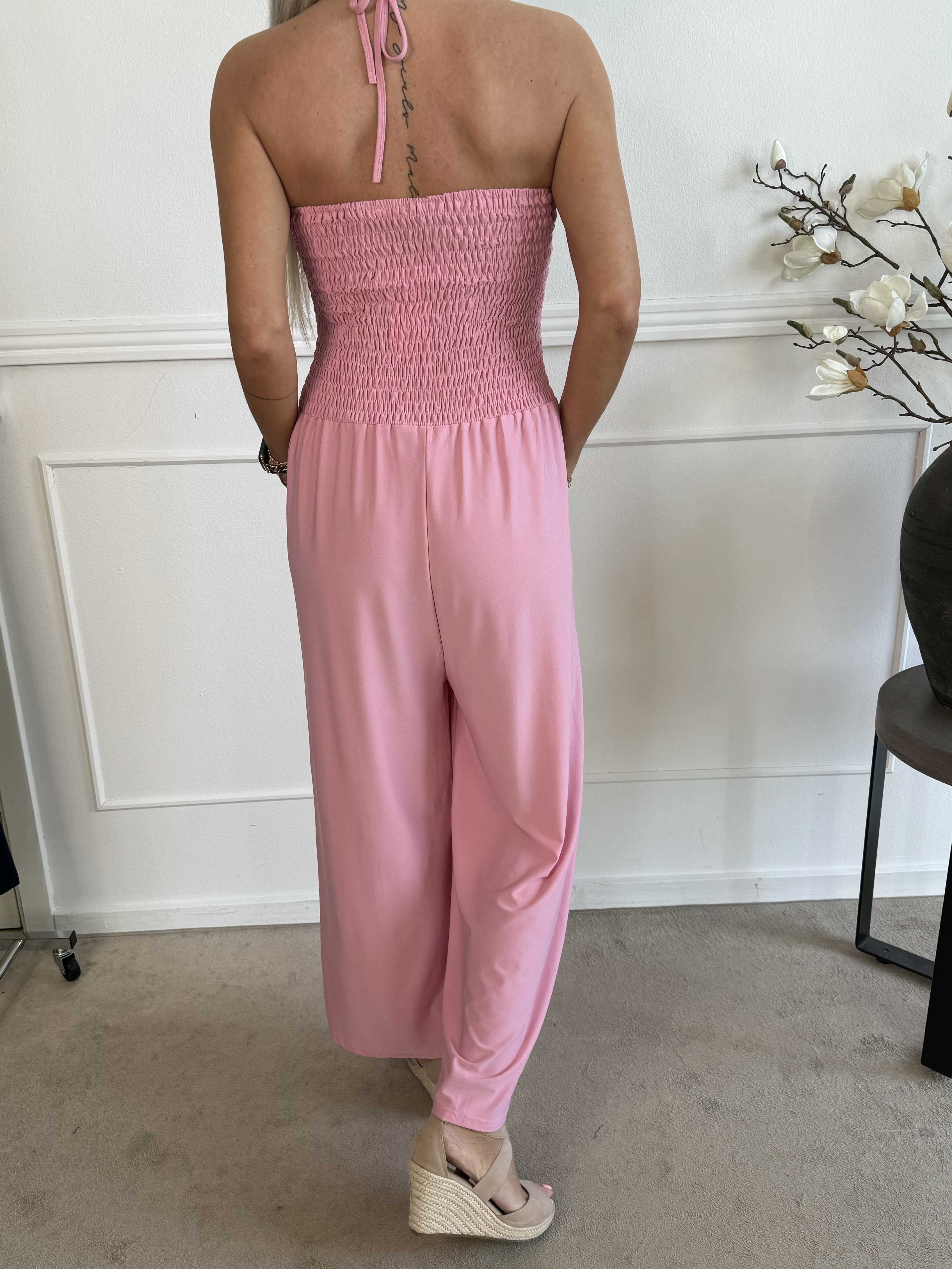 Pams Plain Tube Jumpsuit - Stretch jumpsuit med smock på bröstet