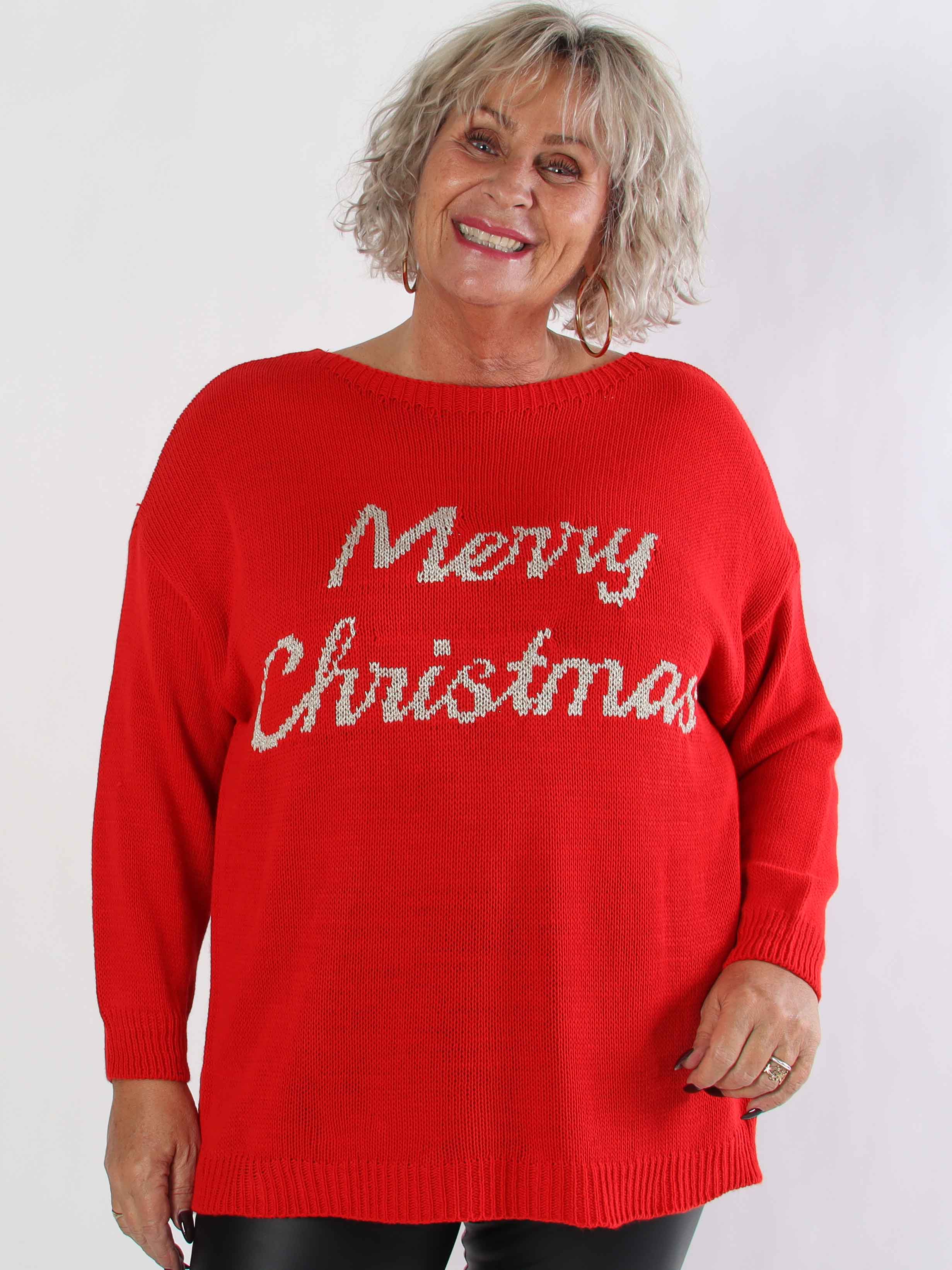 Merry - Plus size jultröja med guldfärgad text