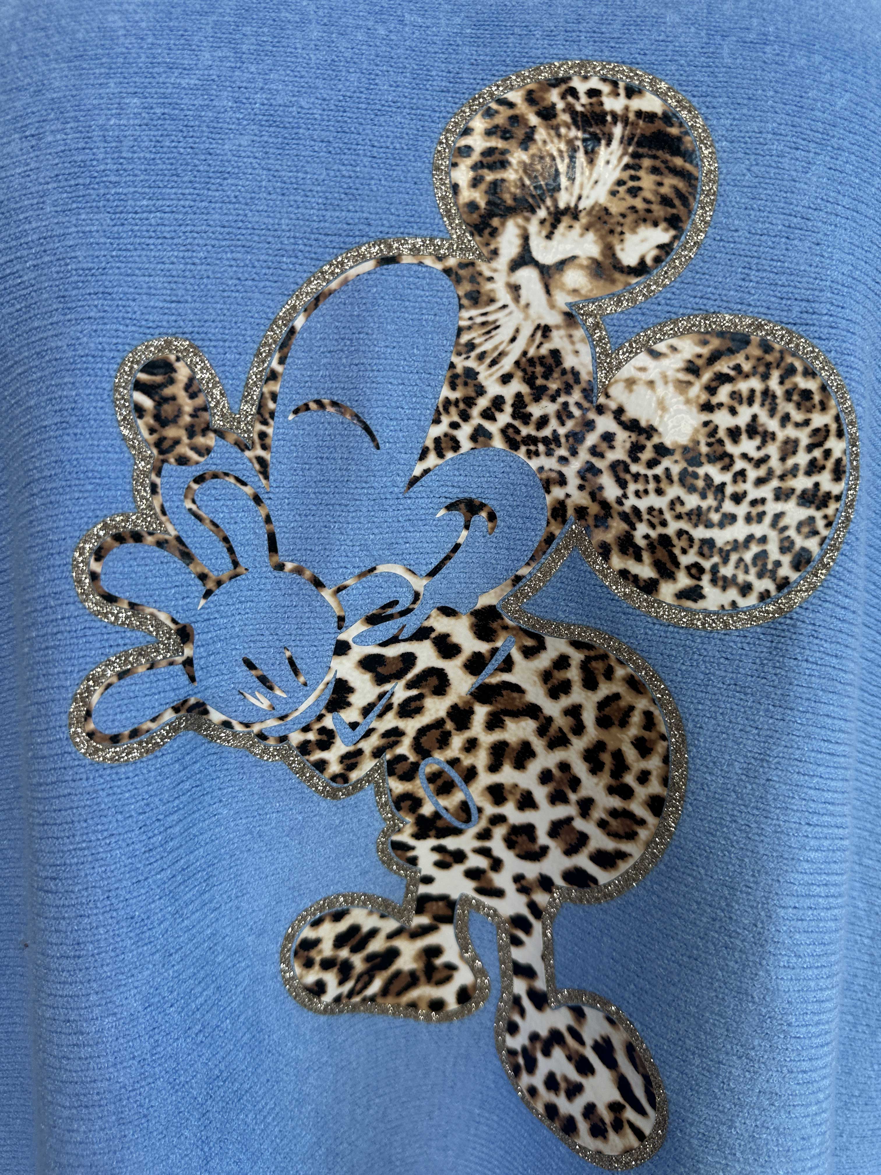 Mouse - Mjuk tröja med mickey tryck i leopardmönster
