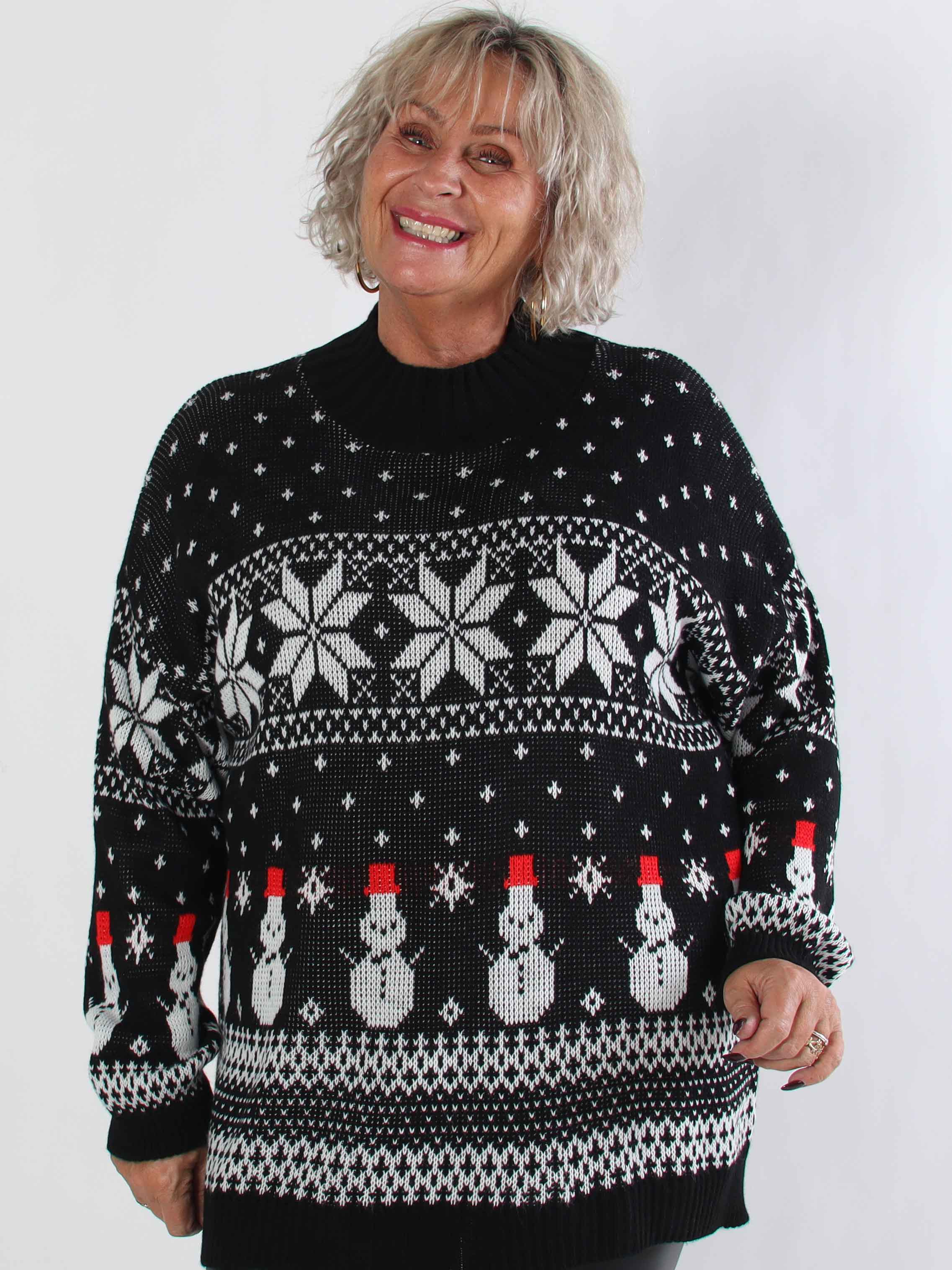 Frosty - Plus size jultröja med snögubbar och snöflingor
