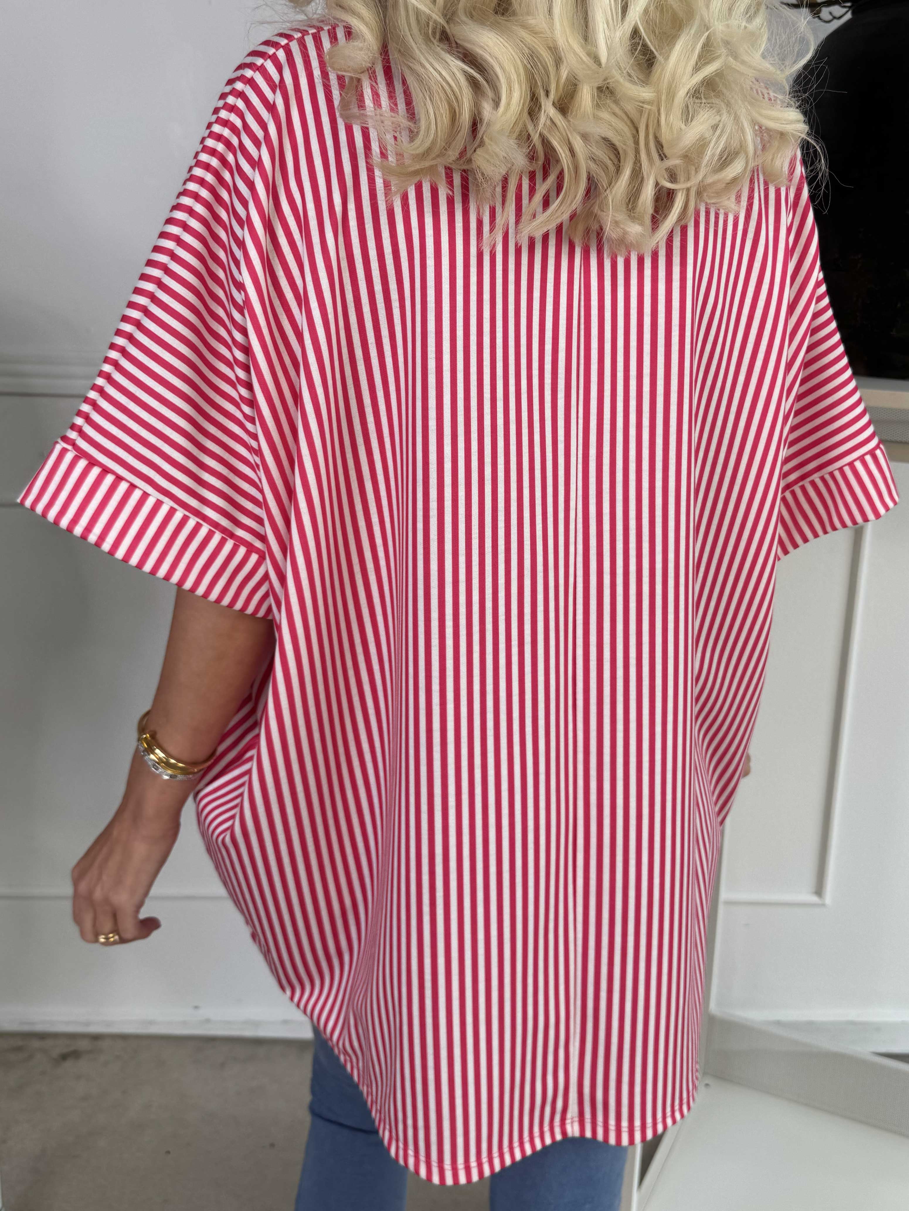 Mintu Stripe - Mjuk t-shirt med vogue stående med glittrande similisten