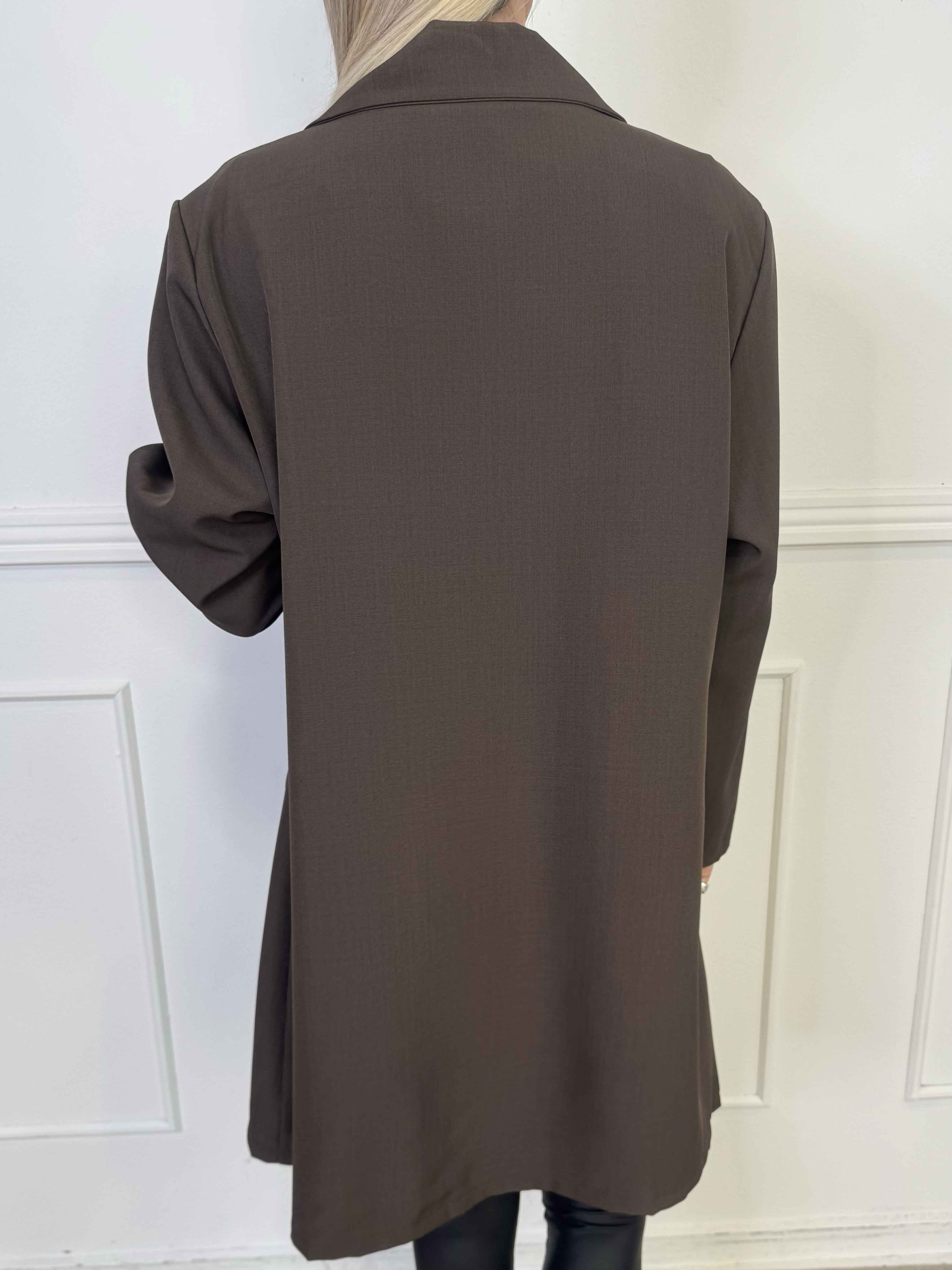 Lanthe Long Plain - Lang ensfarvet blazer