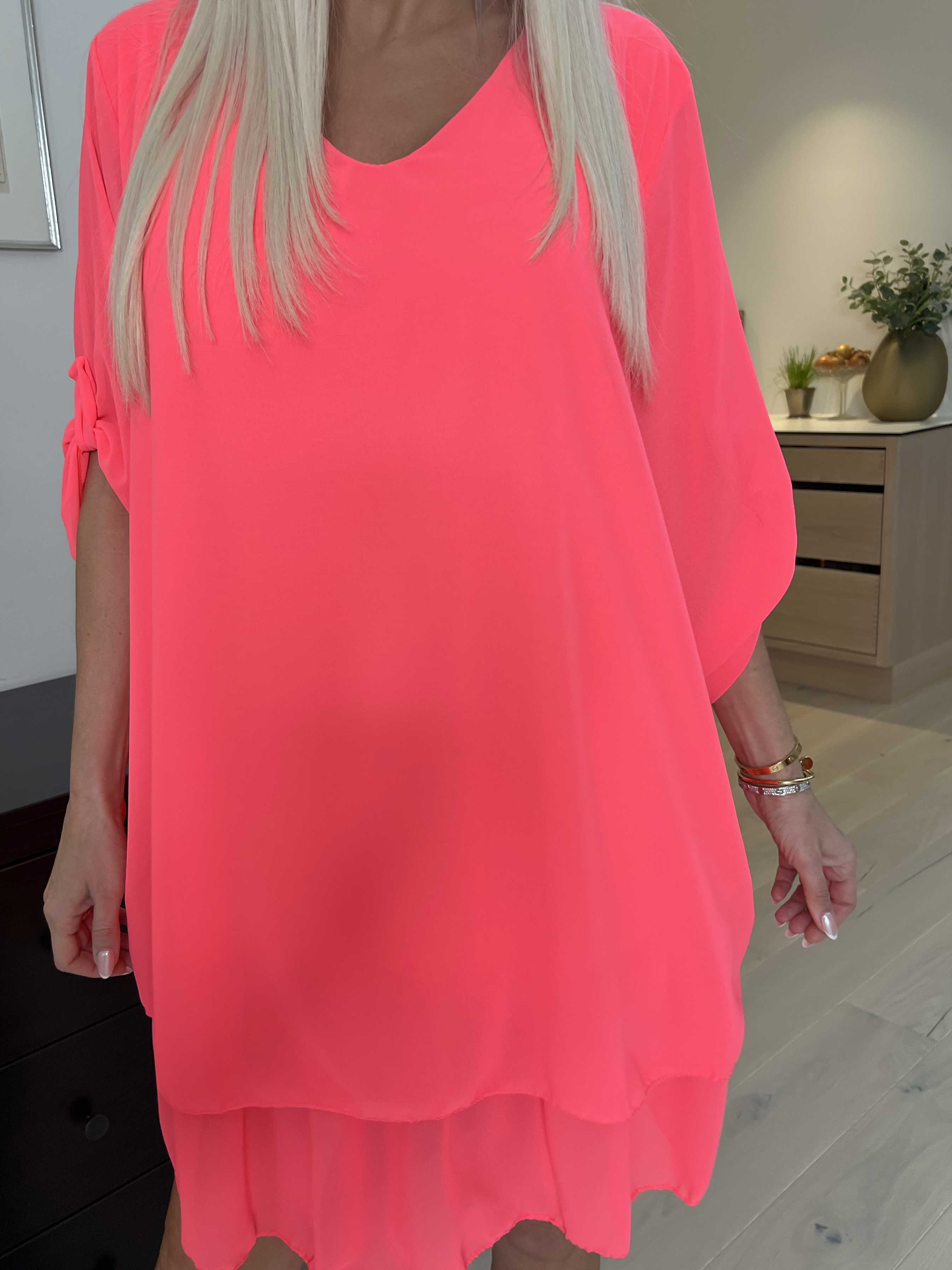 Jill - Chiffongtunika med underkjol i viskos