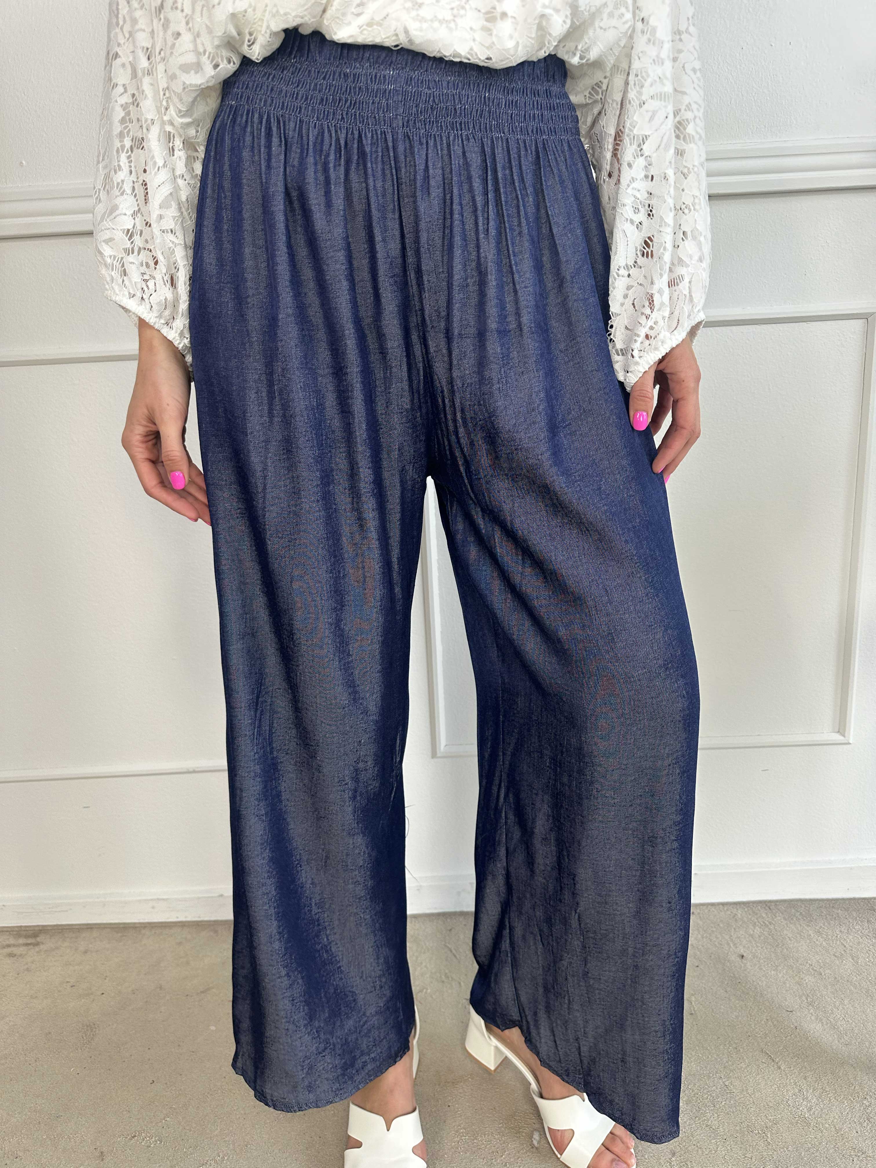 Pams Denim Pants - Lösa byxor med resår i midjan