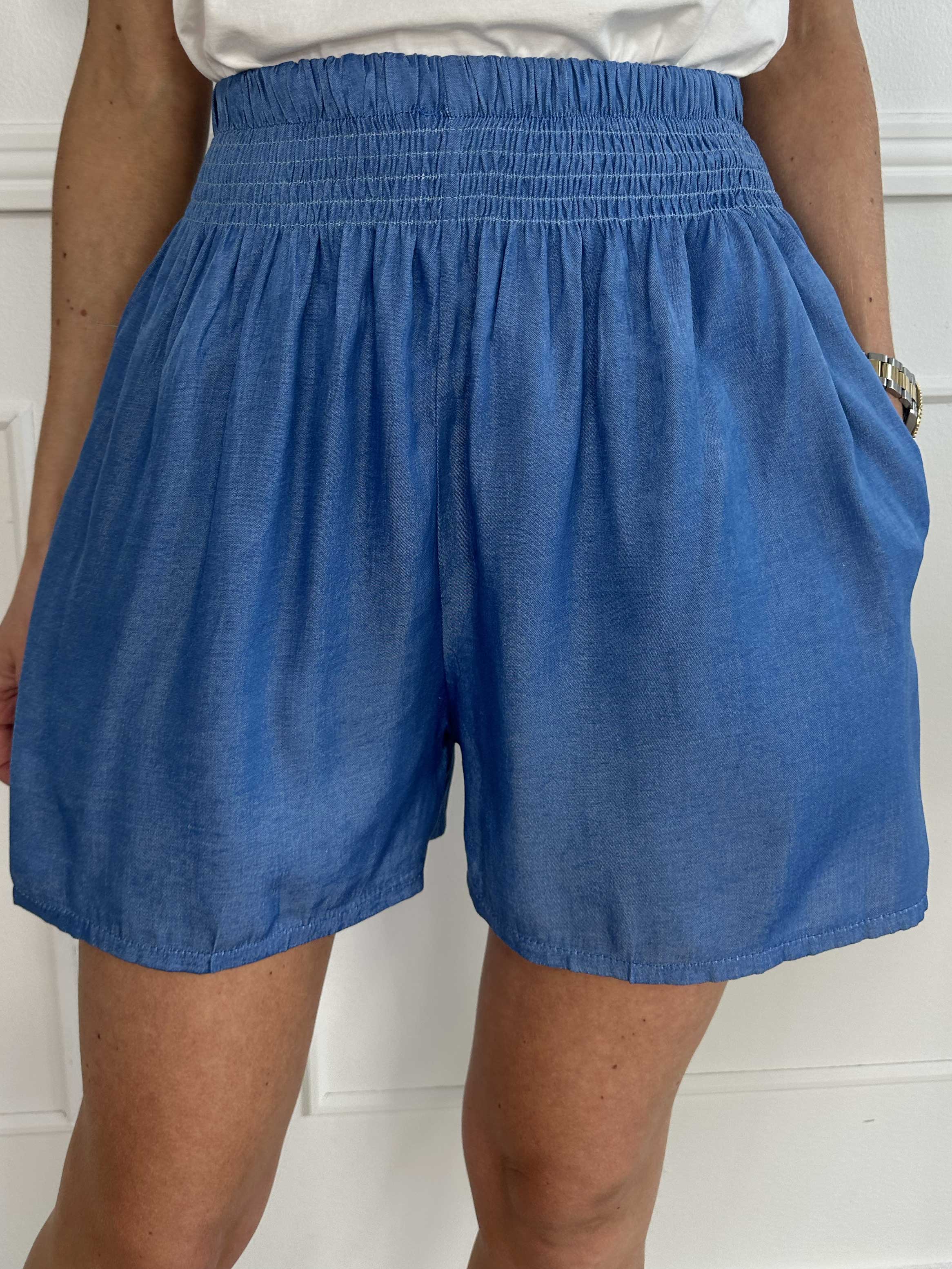 Pams Denim Shorts - Lösa shorts med resår i midjan