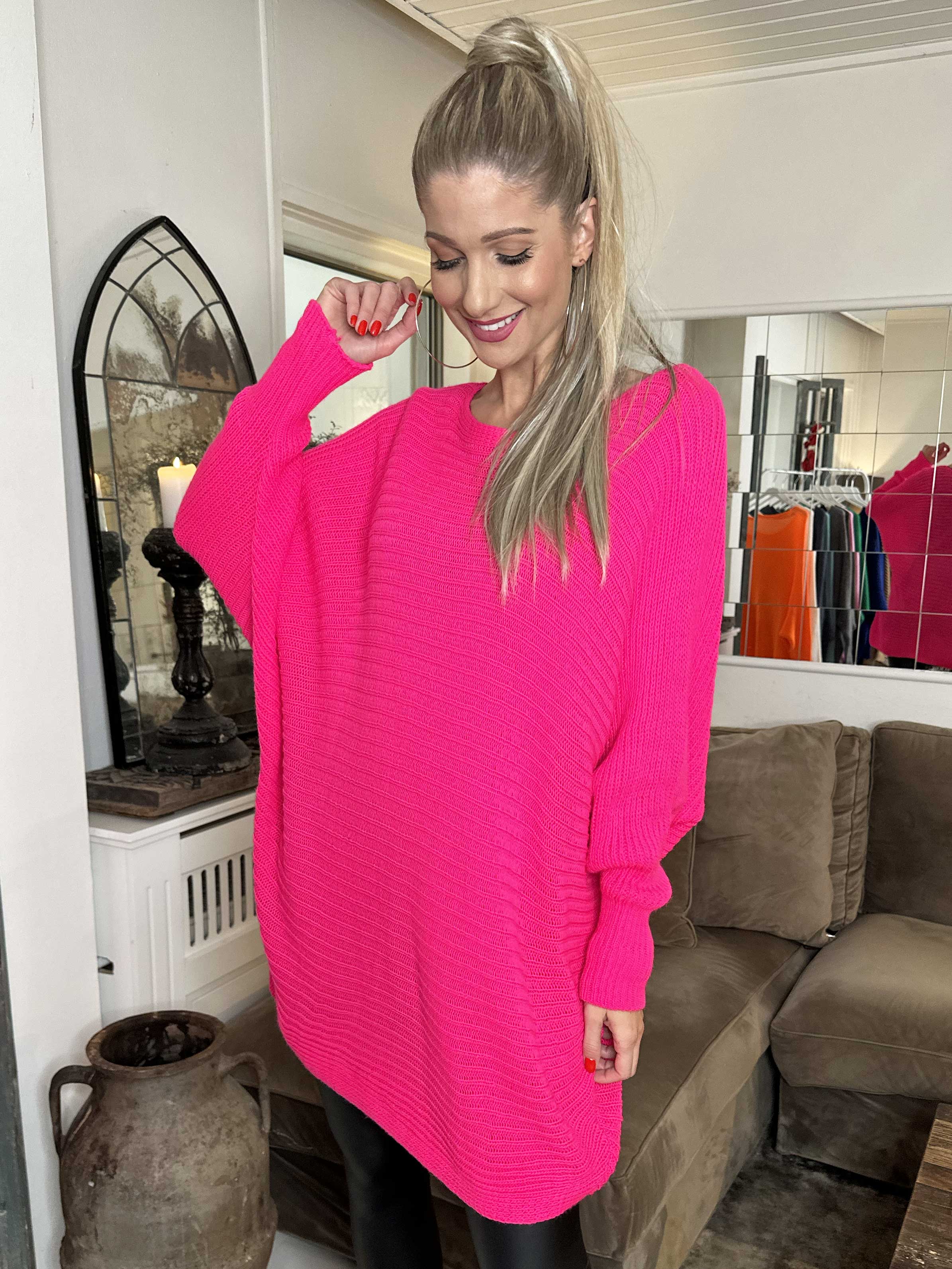 Gabbi - Oversized stickat med fladdermusärmar