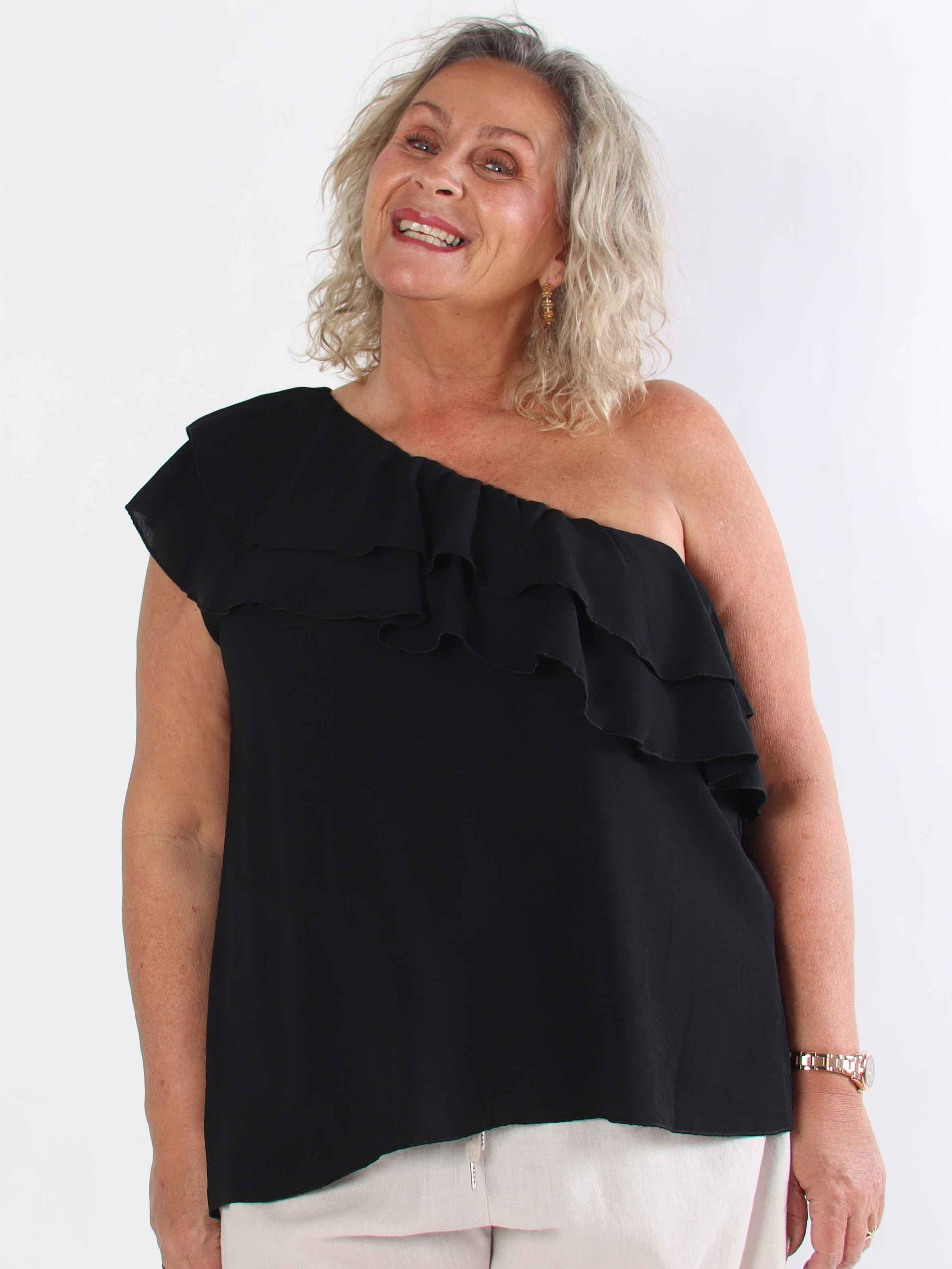 Catelyn Top - Söt one shoulder topp med volanger