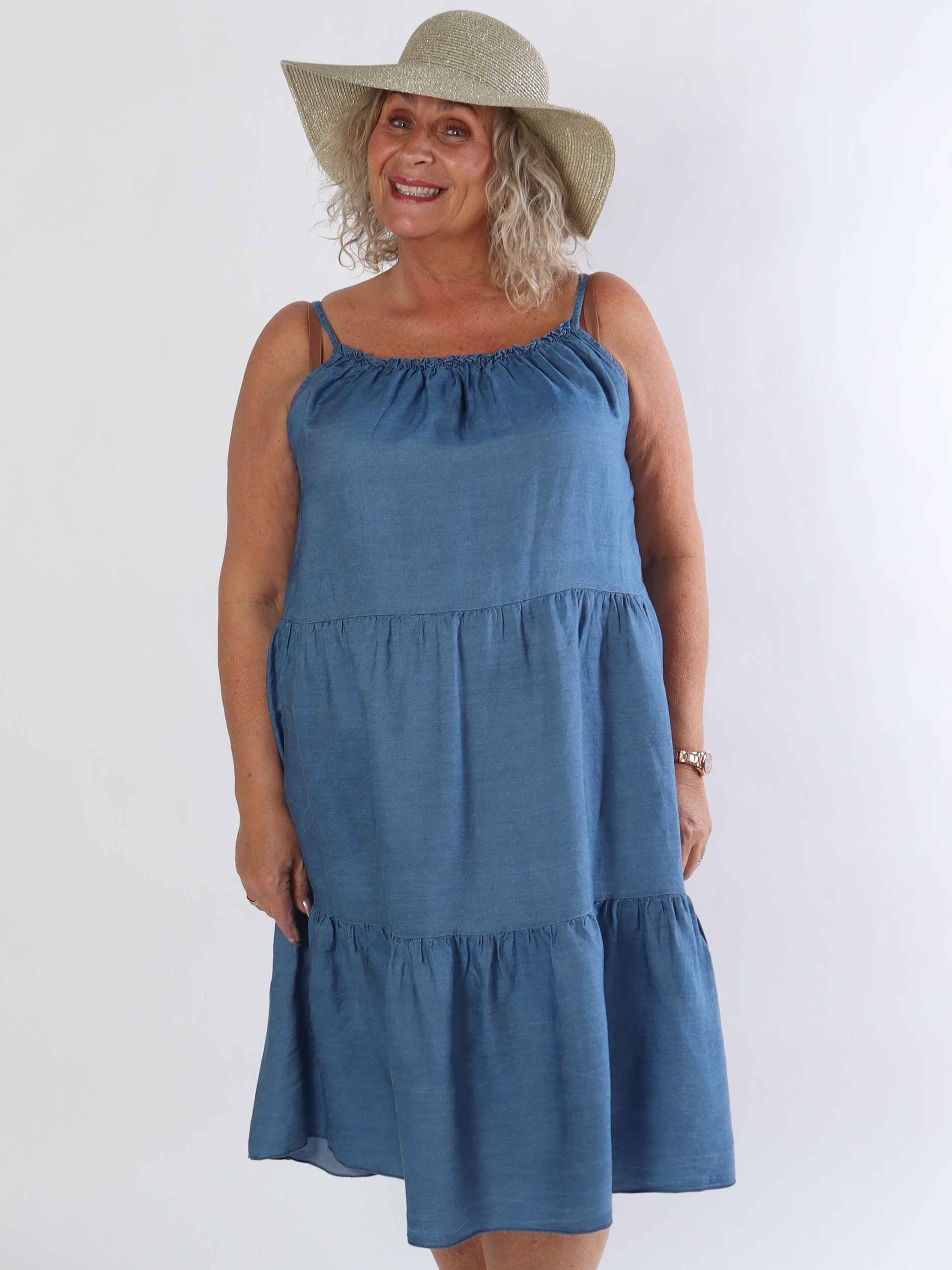 Lyla - Lång lager på lager plus size klänning i denim