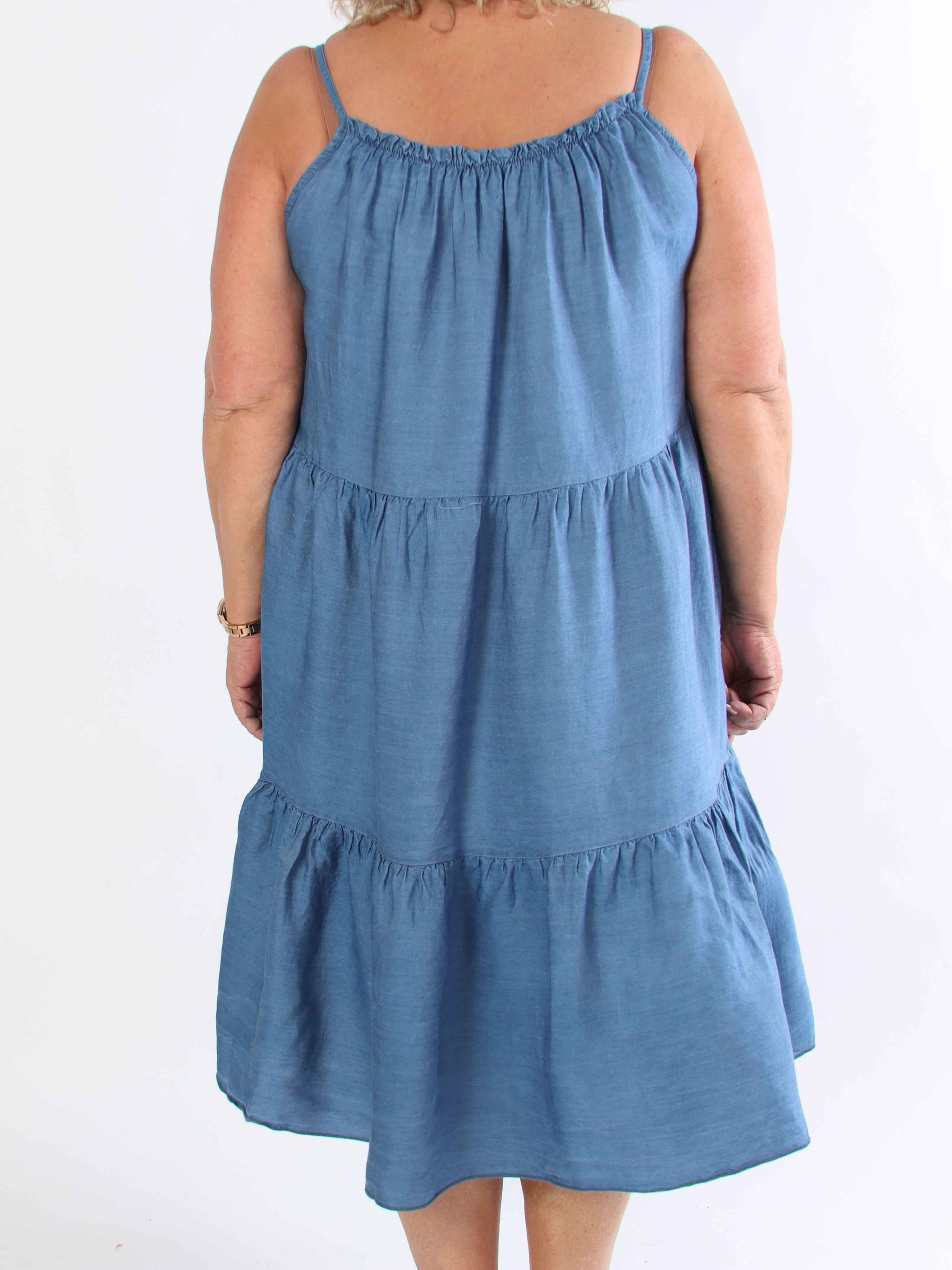 Lyla - Lång lager på lager plus size klänning i denim