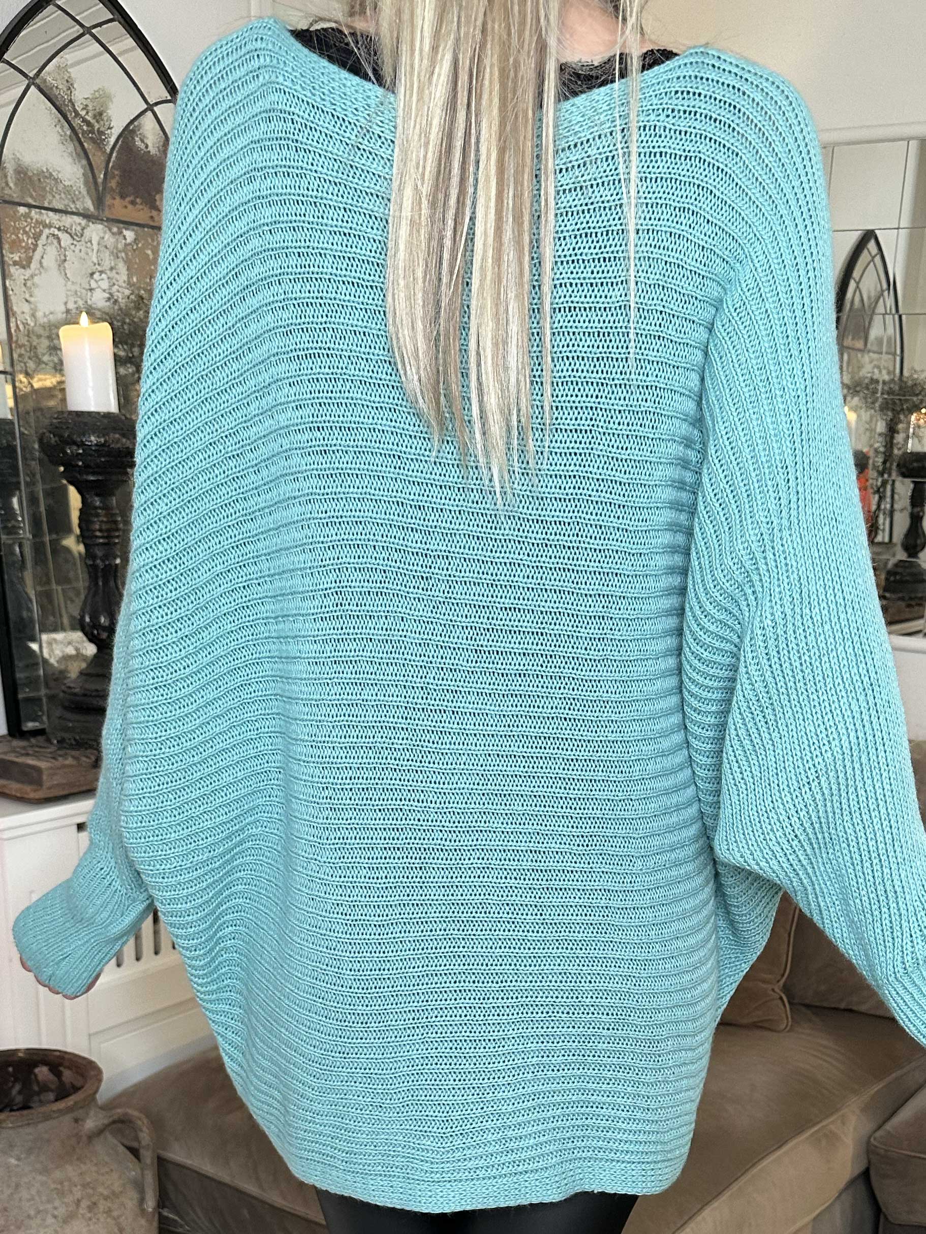 Gabbi - Oversized stickat med fladdermusärmar