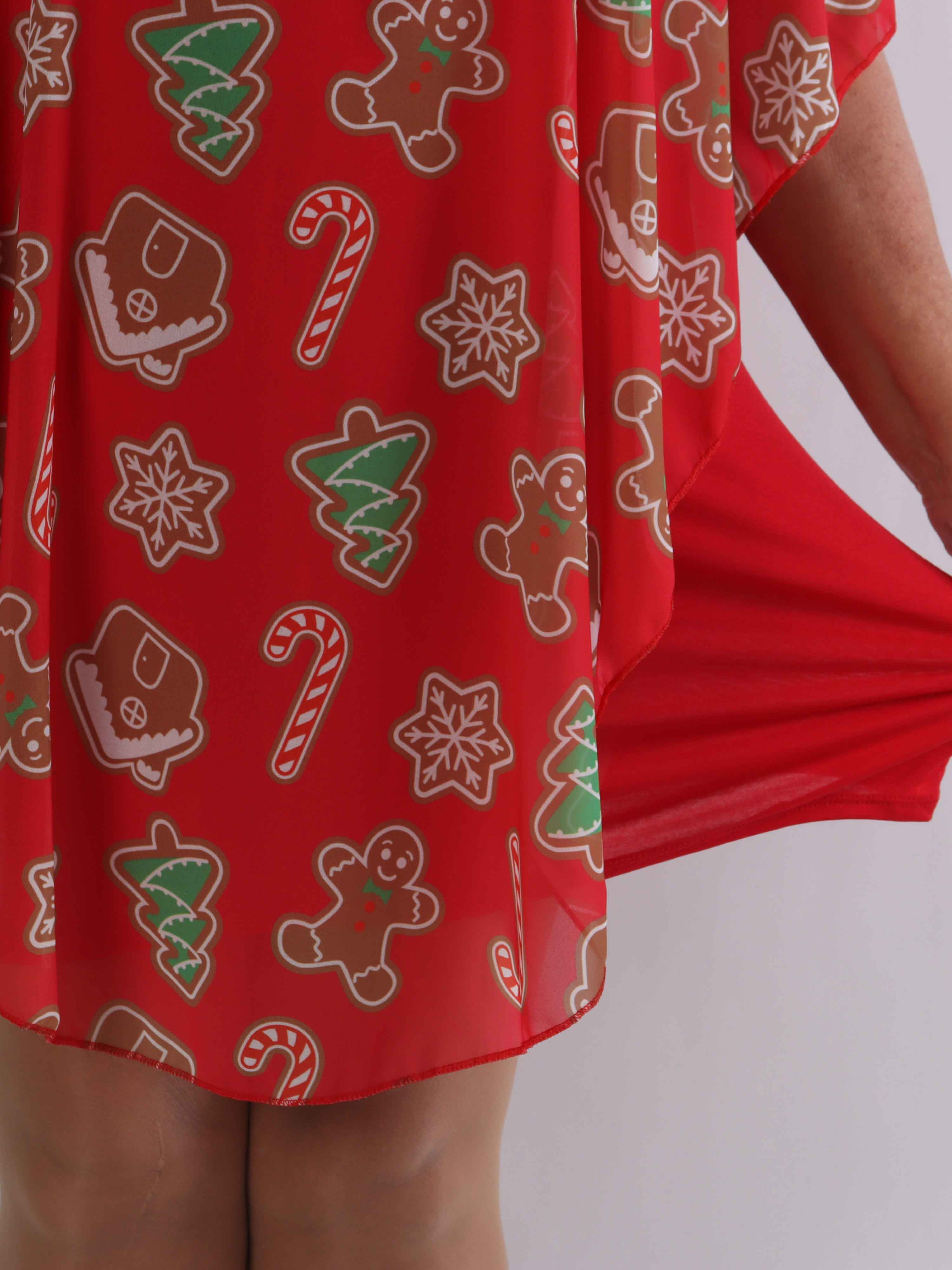 Kenya Gingerbread - Plus size tunikaklänning med peparkaksmotiv