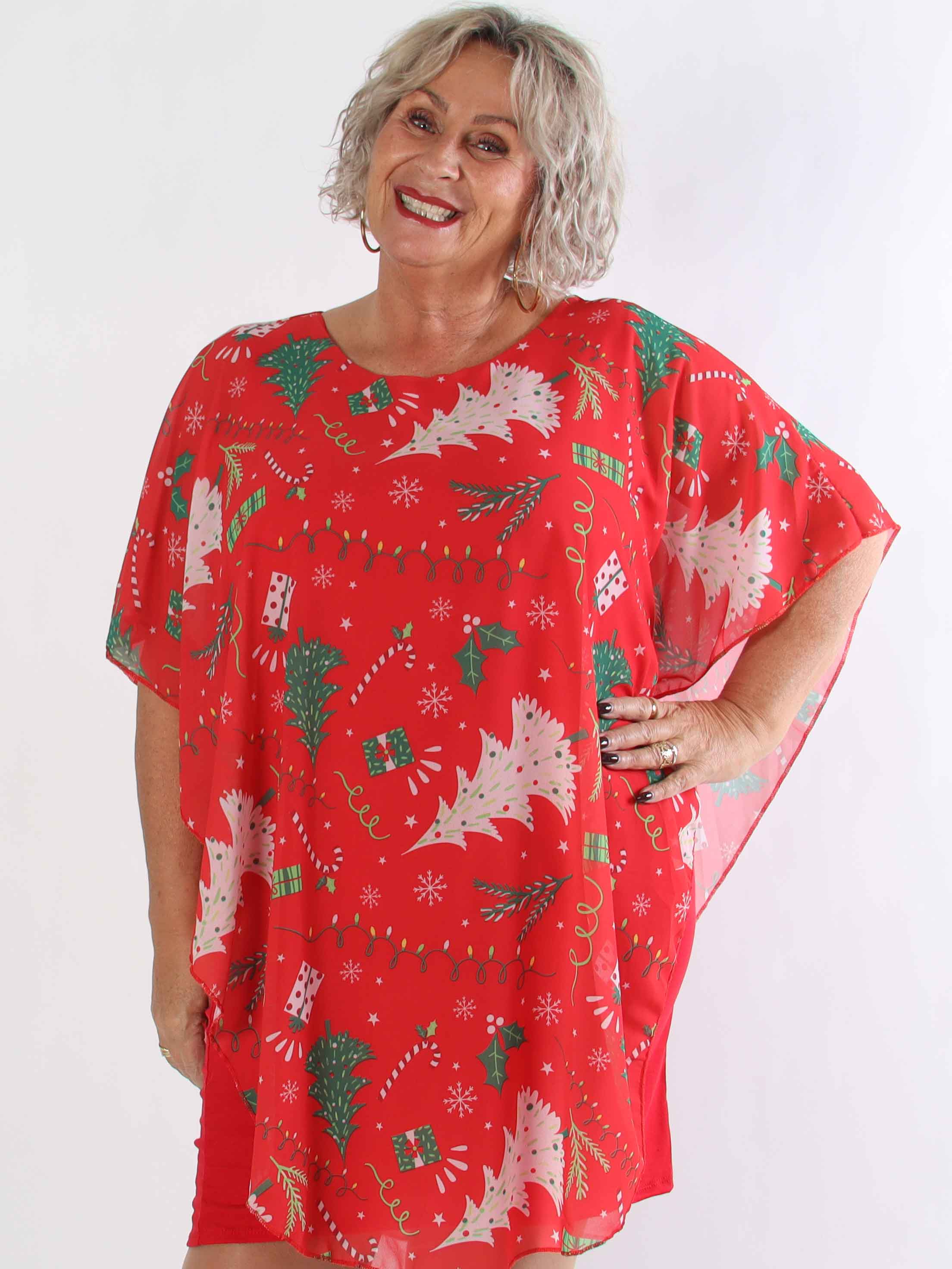 Kenya Christmas - Plus size tunikaklänning med julmotiv