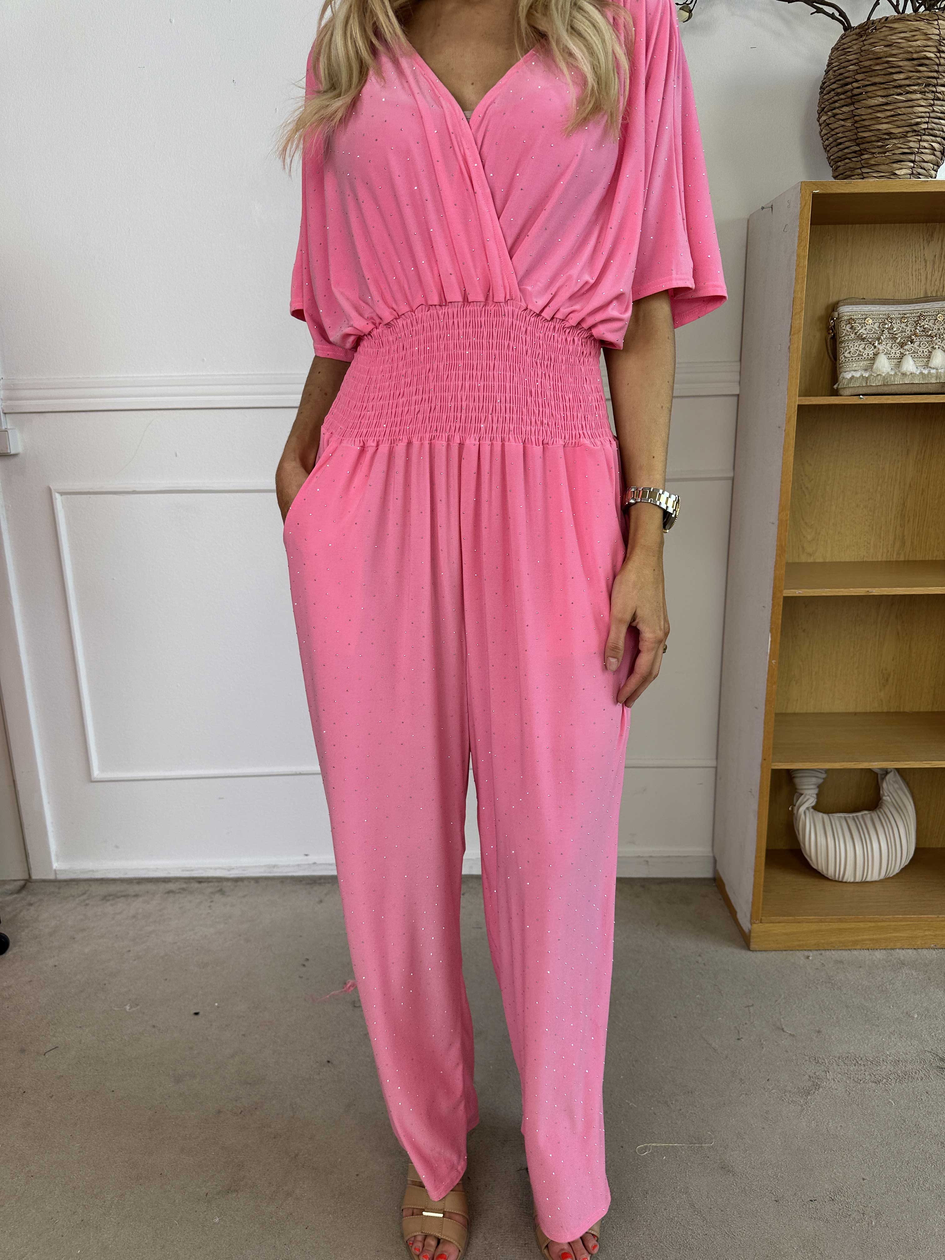 Pams Crystal Jumpsuit - Elastisk byxdräkt pyntad med strass