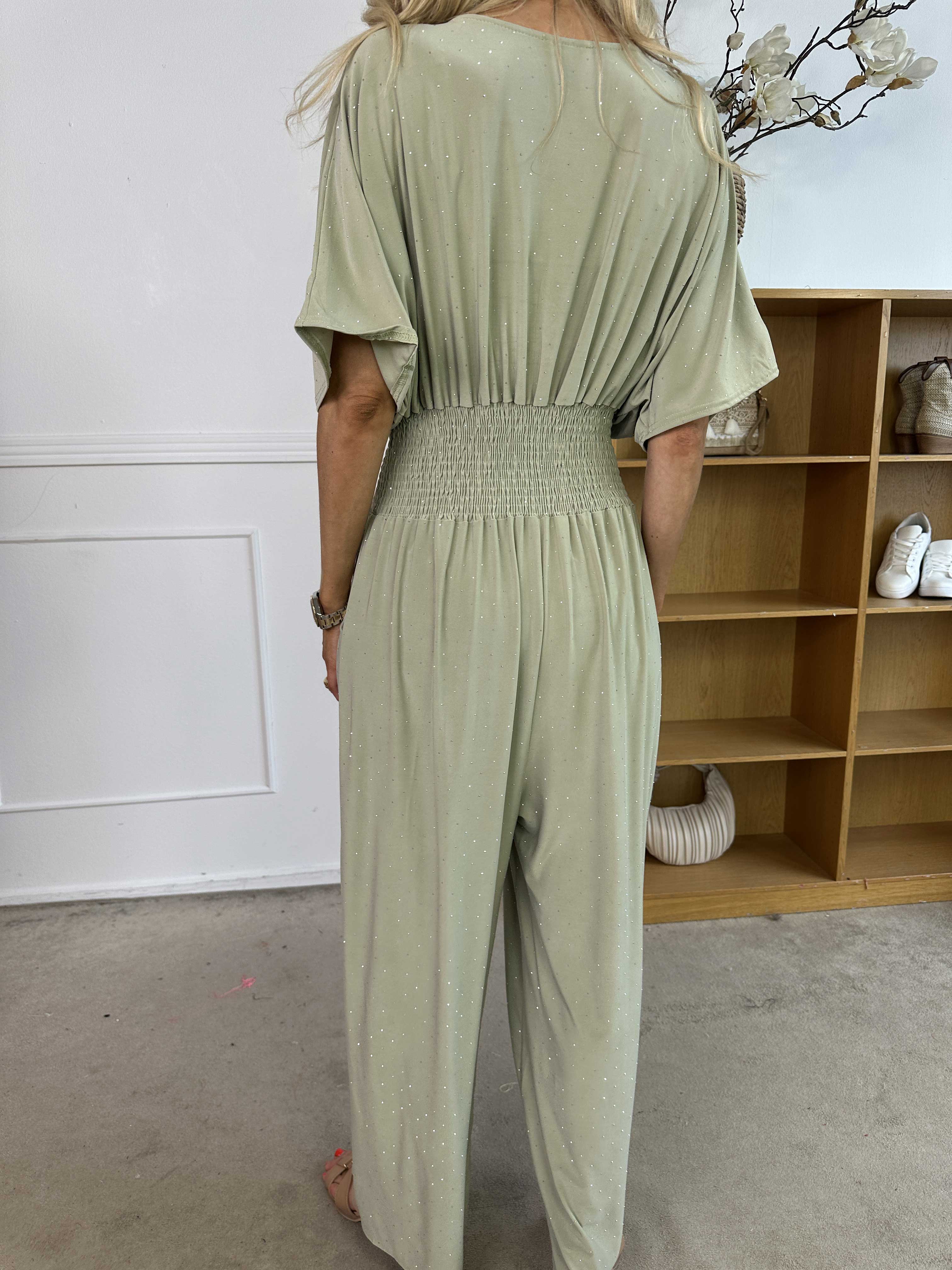 Pams Crystal Jumpsuit - Elastisk byxdräkt pyntad med strass