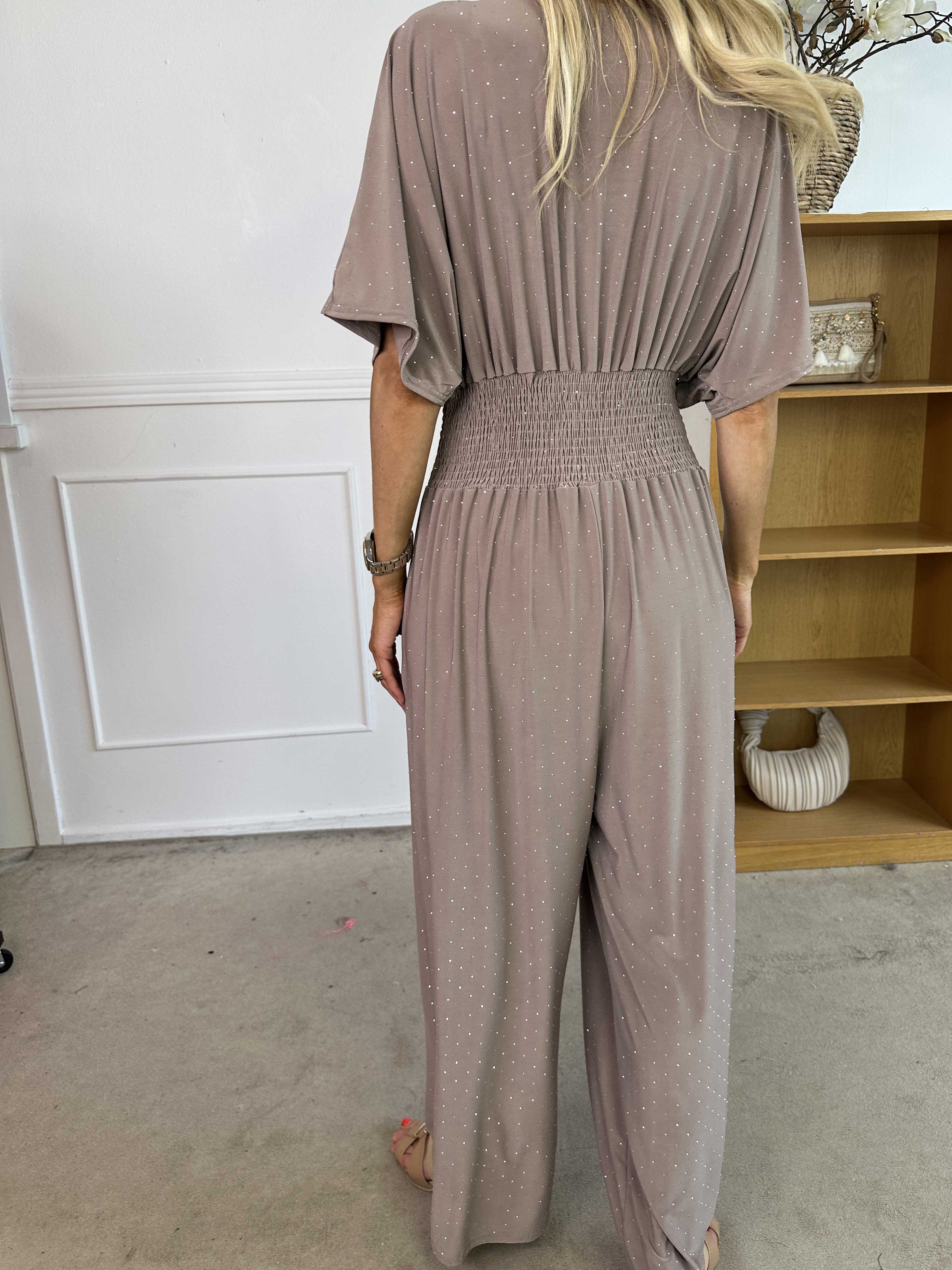 Pams Crystal Jumpsuit - Elastisk byxdräkt pyntad med strass