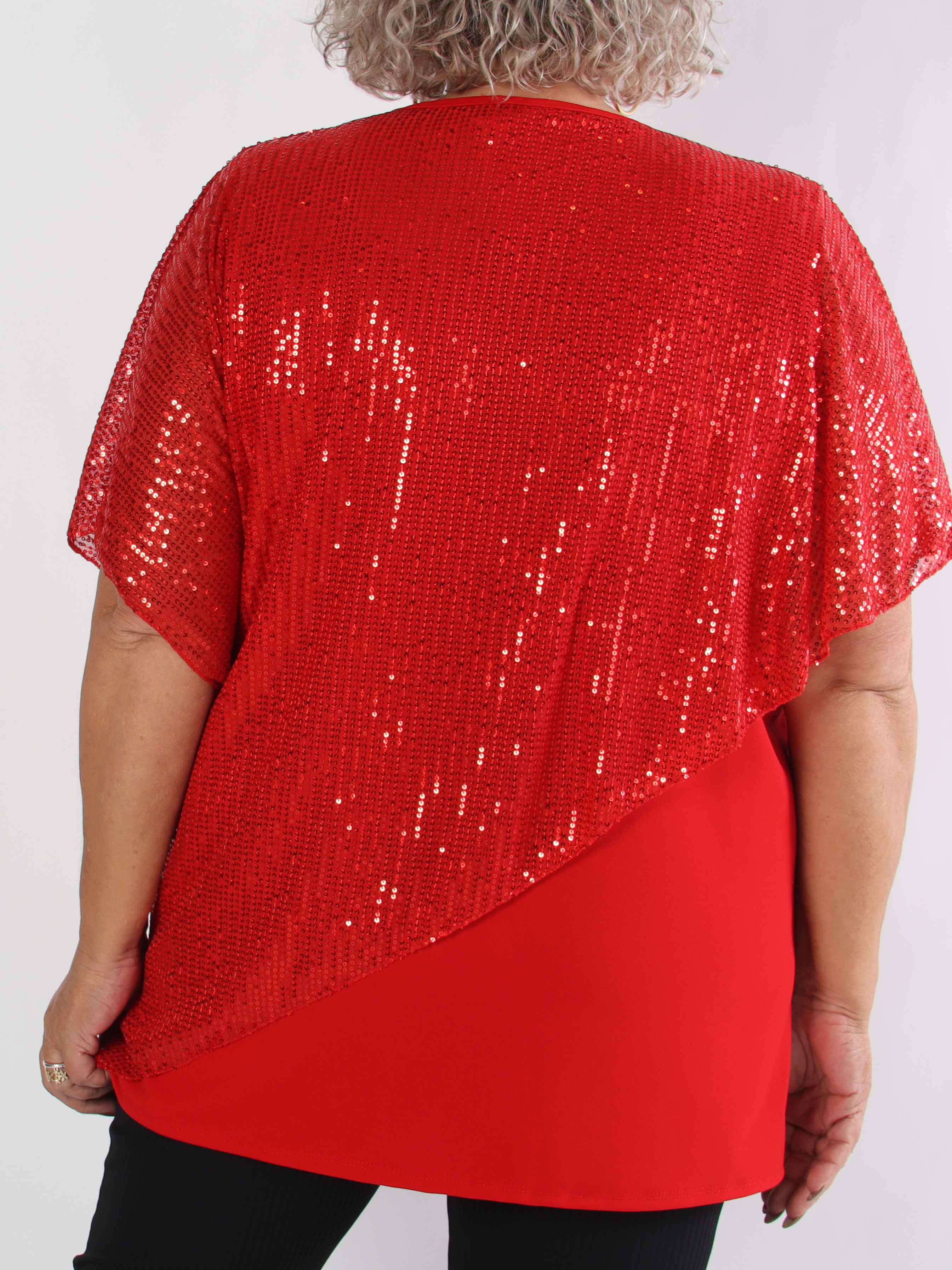 Aude - Plus size tunika med asymmetriskt paljettlager
