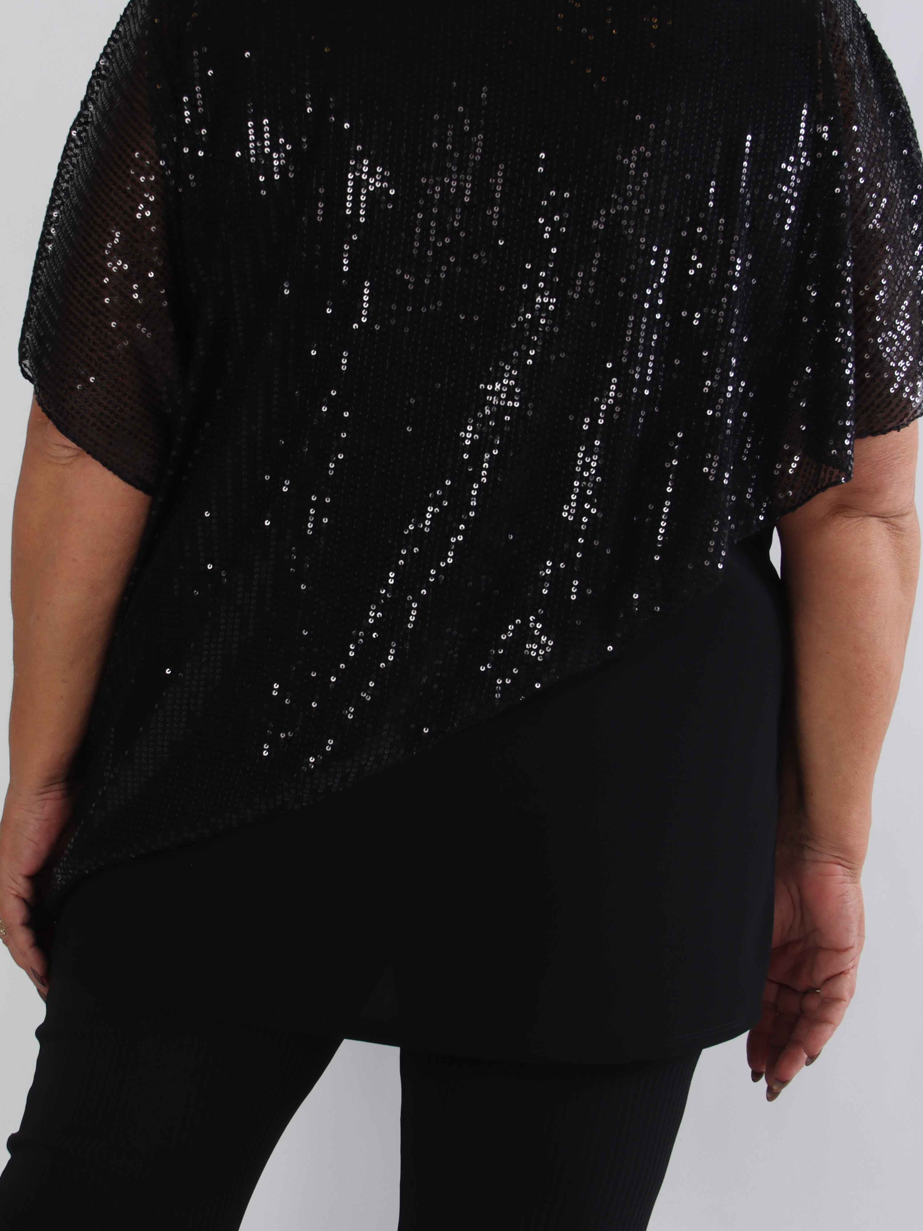 Aude - Plus size tunika med asymmetriskt paljettlager