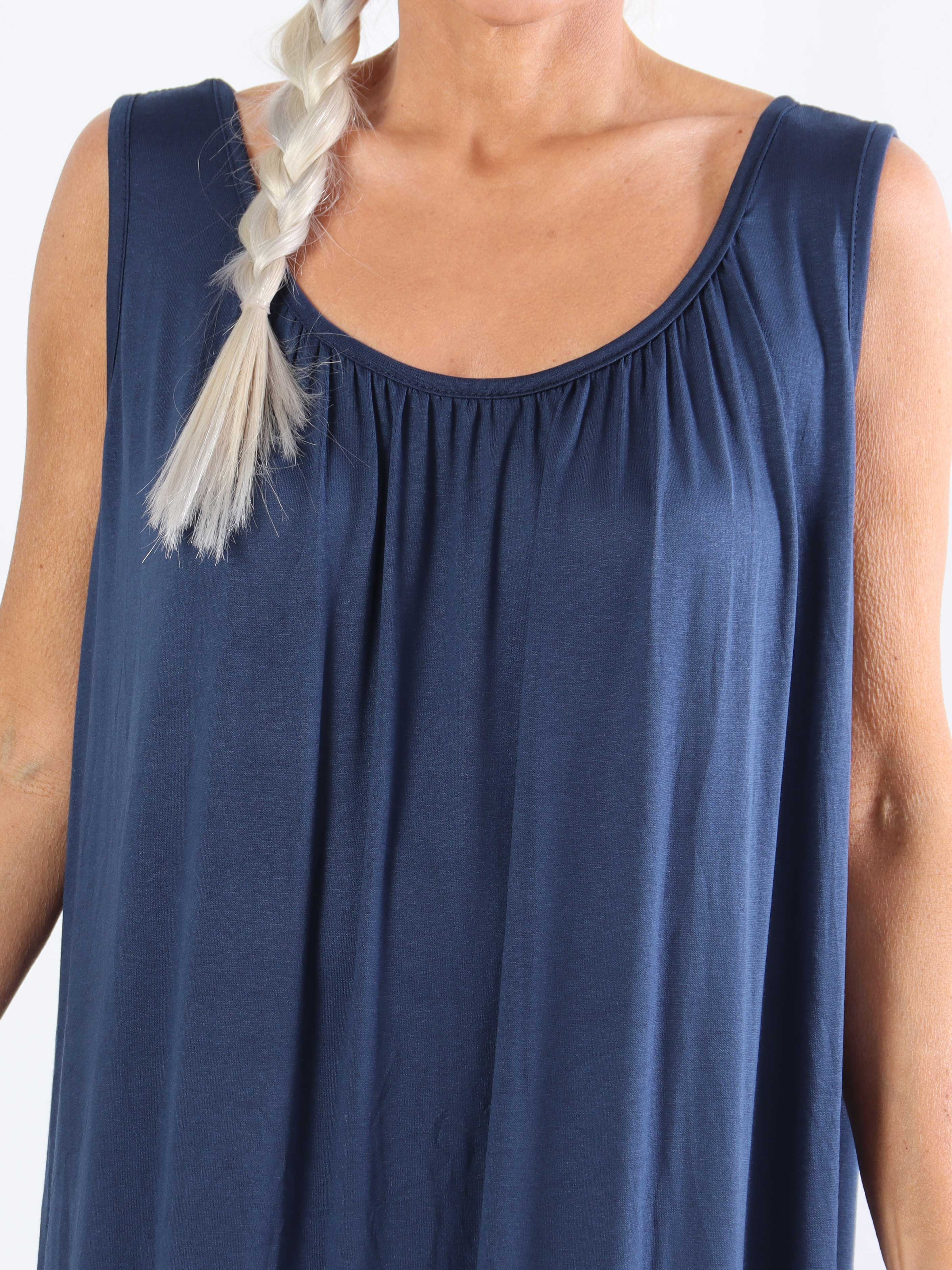 Miracle Sleeveless Dress - Basic klänning i viskos med resår nedtill