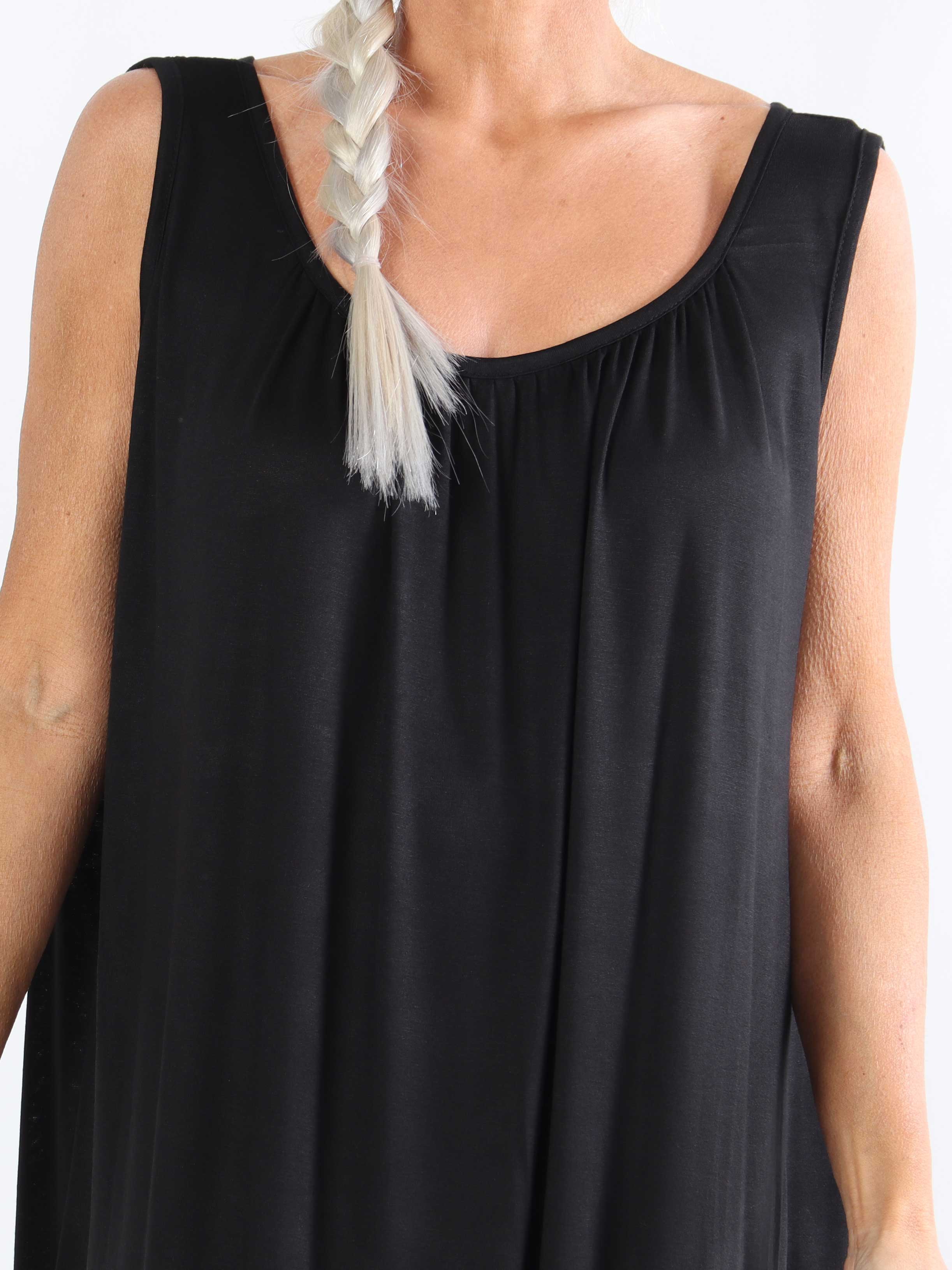 Miracle Sleeveless Dress - Basic klänning i viskos med resår nedtill