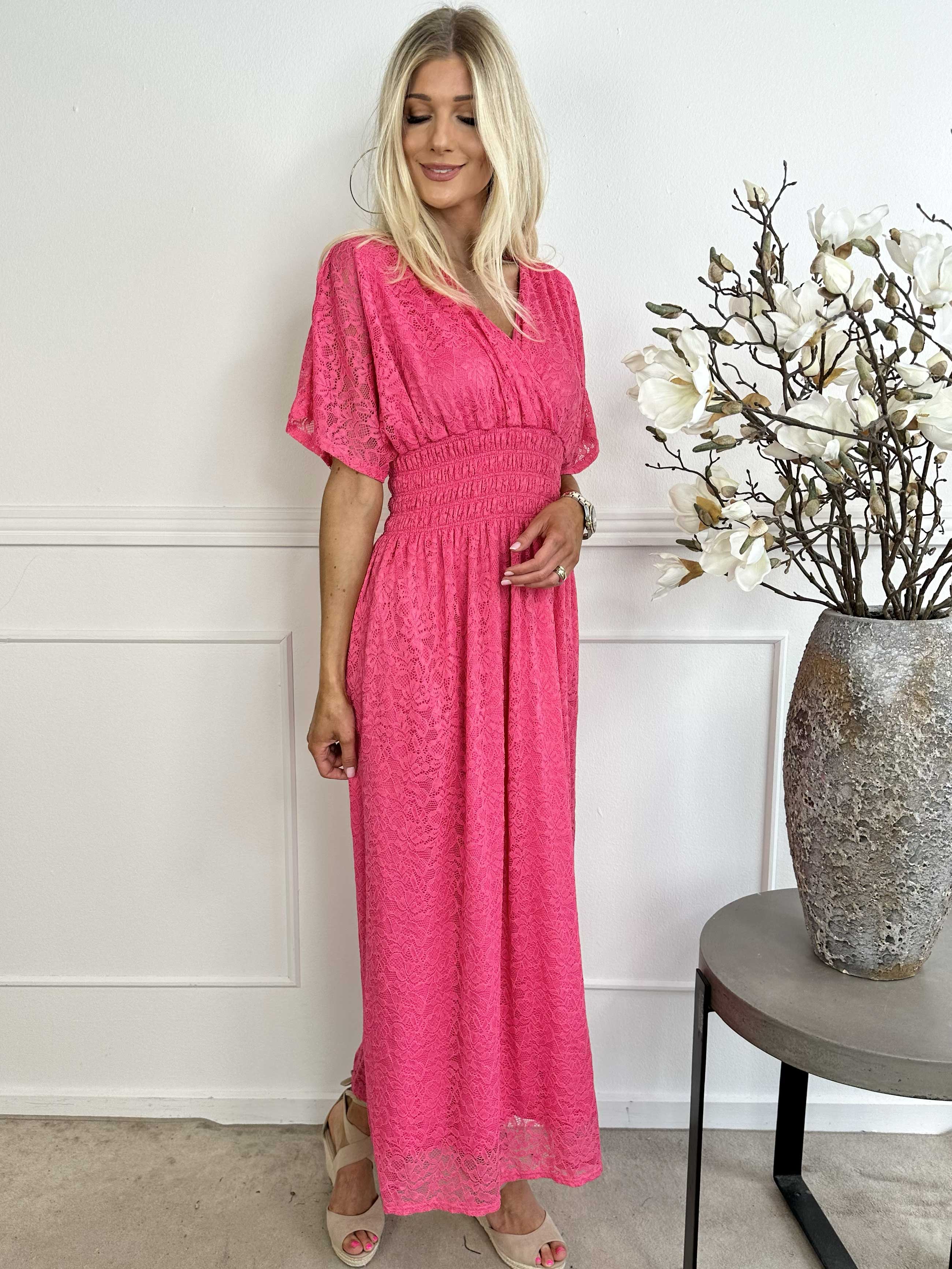 Pams Lace - Lång spetsklänning med smock under bysten