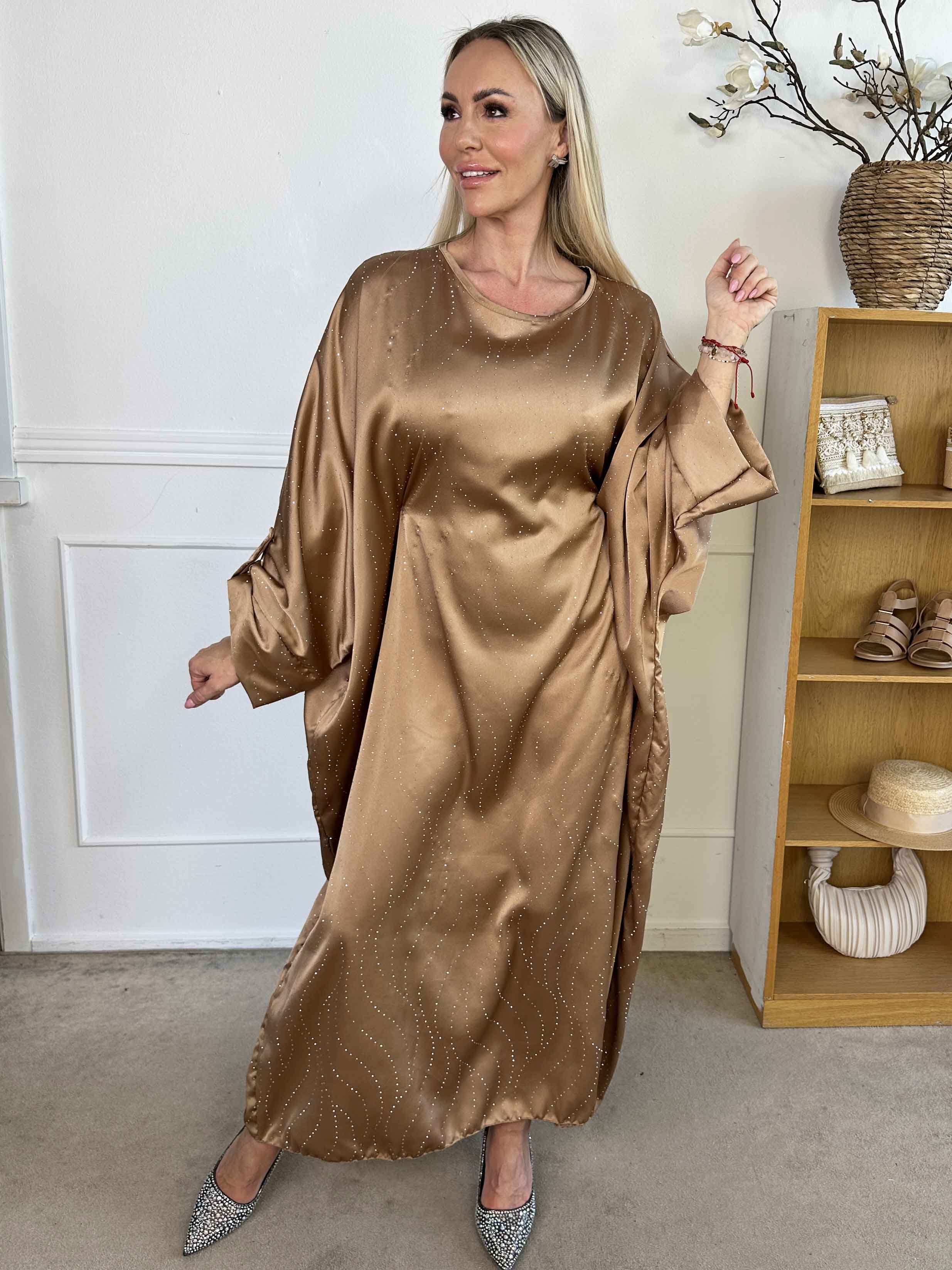 Winnie - Lång elegant tunikaklänning med strass