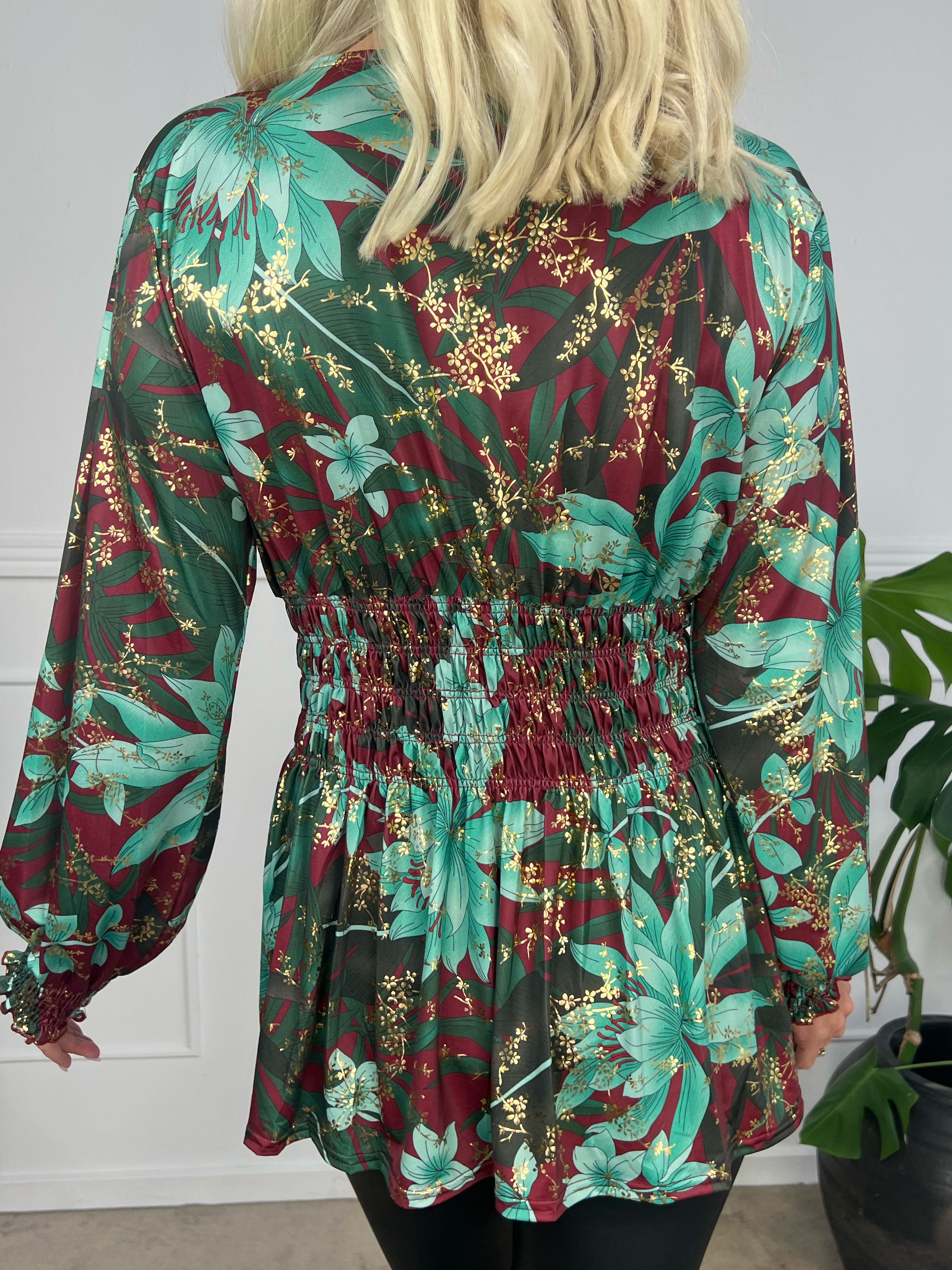 Pams Shirt L/S - Elastisk plus size blus i skrynkelfritt material