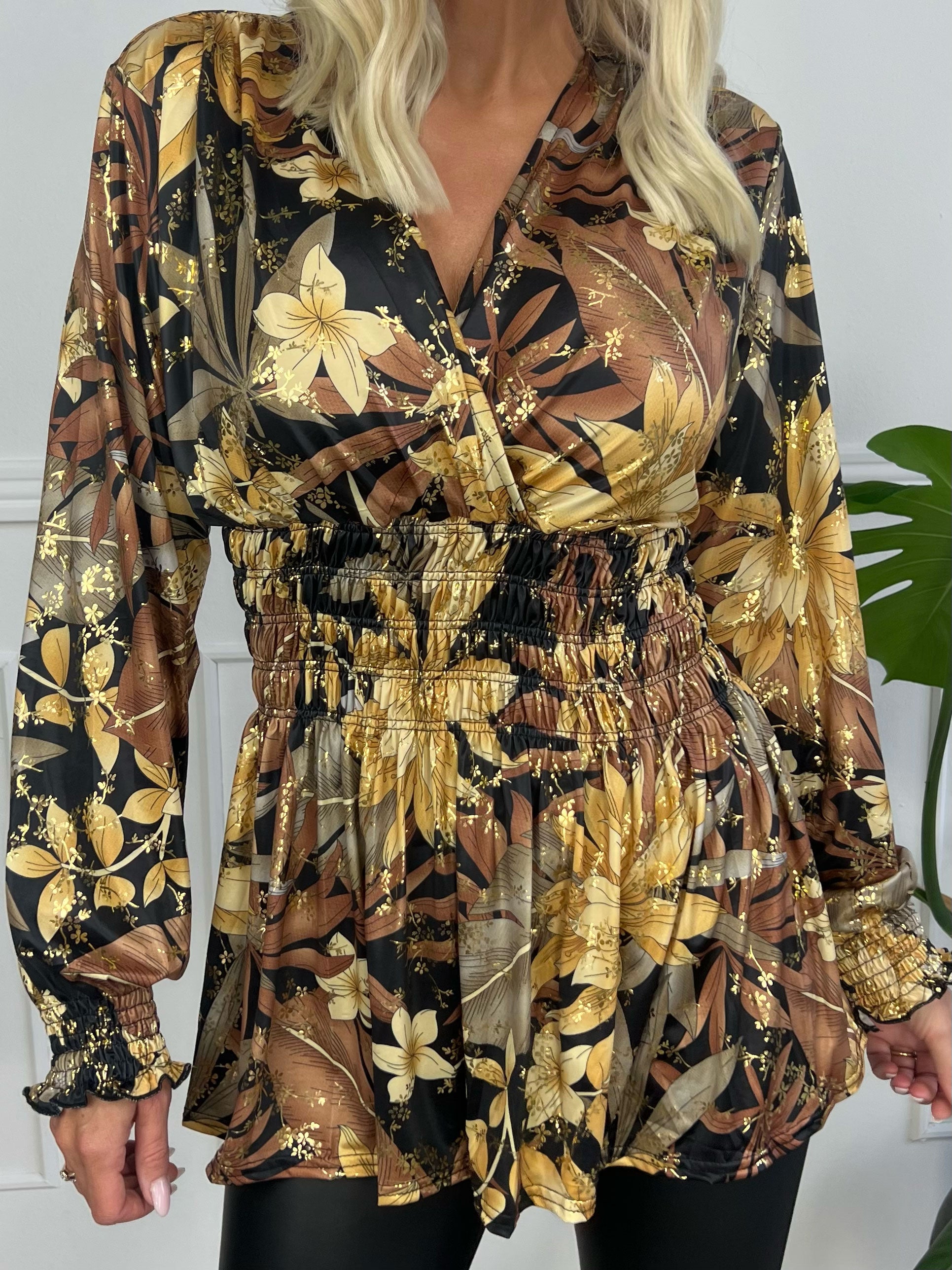 Pams Shirt L/S - Elastisk plus size blus i skrynkelfritt material