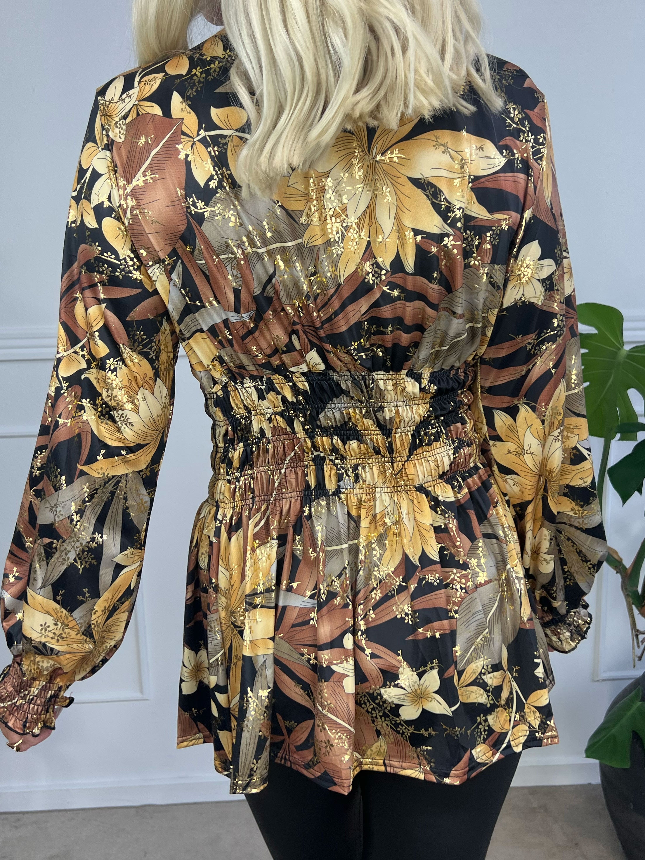 Pams Shirt L/S - Elastisk plus size blus i skrynkelfritt material